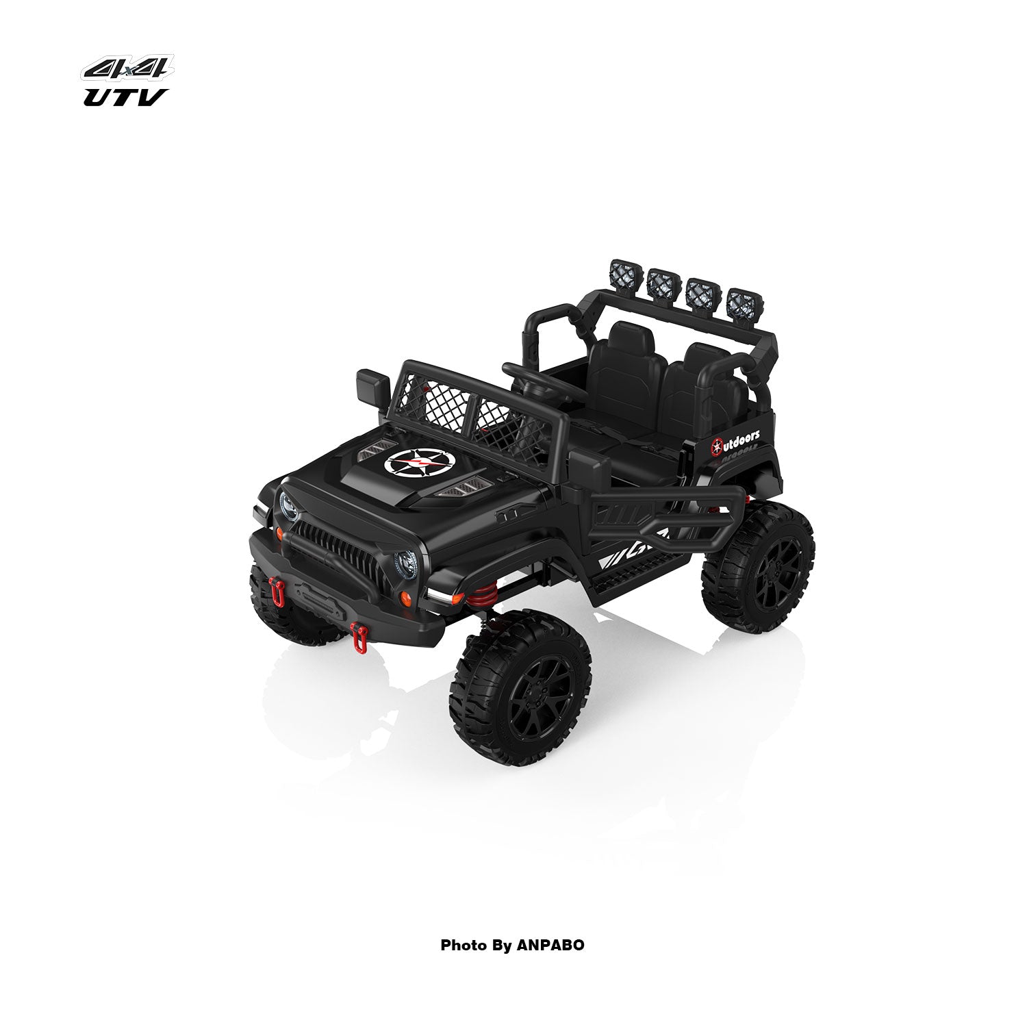 ANPABO 24V UTV Two Seater Jeeps & Trucks With Remote/Bluetooth-black