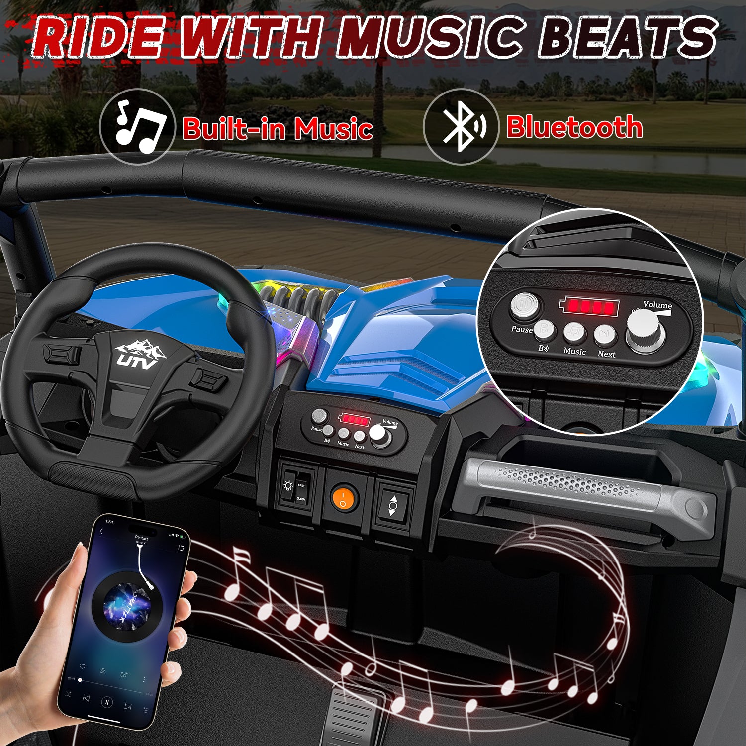 24V 4WD Kids Ride-On UTV: Powerful All-Terrain Adventure-blue