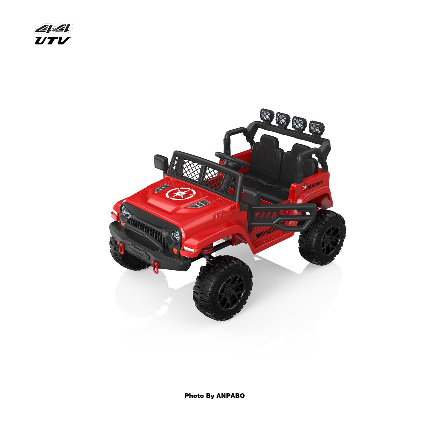 ANPABO 24V UTV Two Seater Jeeps & Trucks With Remote/Bluetooth-red