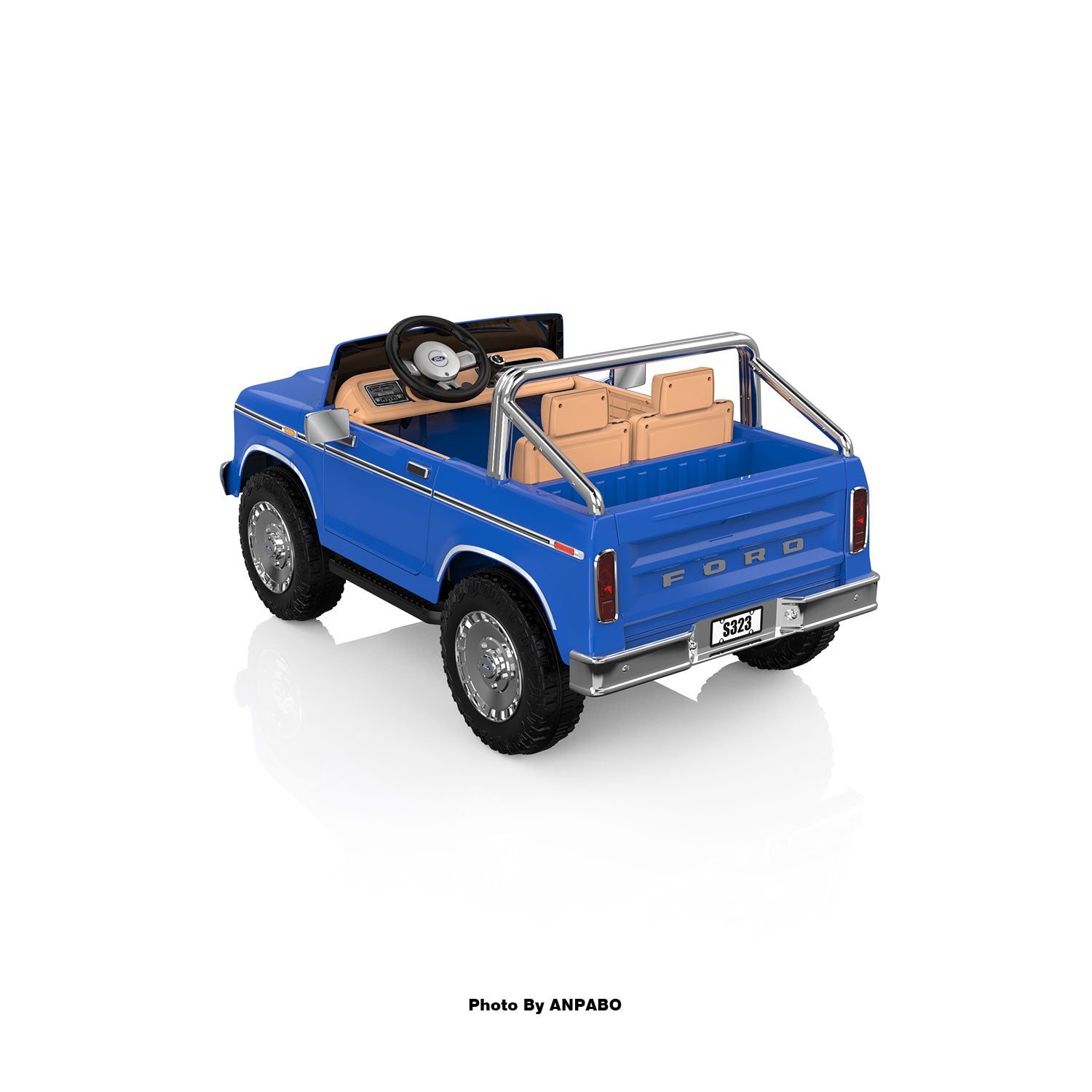 24V Classic Ford Bronco: Blue Retro Legend, Ready for Dual Adventures-blue