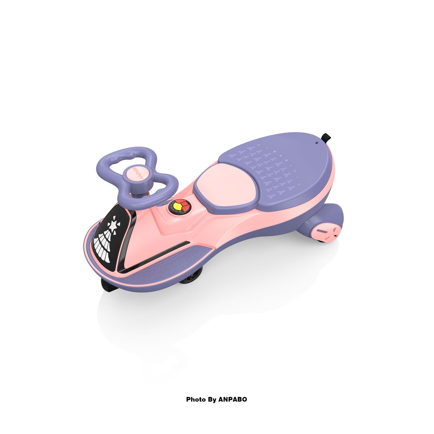 ANPABO 12V Electric Wiggle Car for Kids with LED Lights & Music-pink