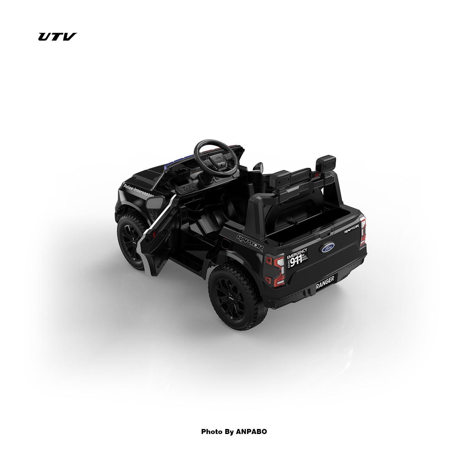 Official Licensed Ford Raptor Police Interceptor Ride-On Truck|12V with Siren, Lights & Parental Remote