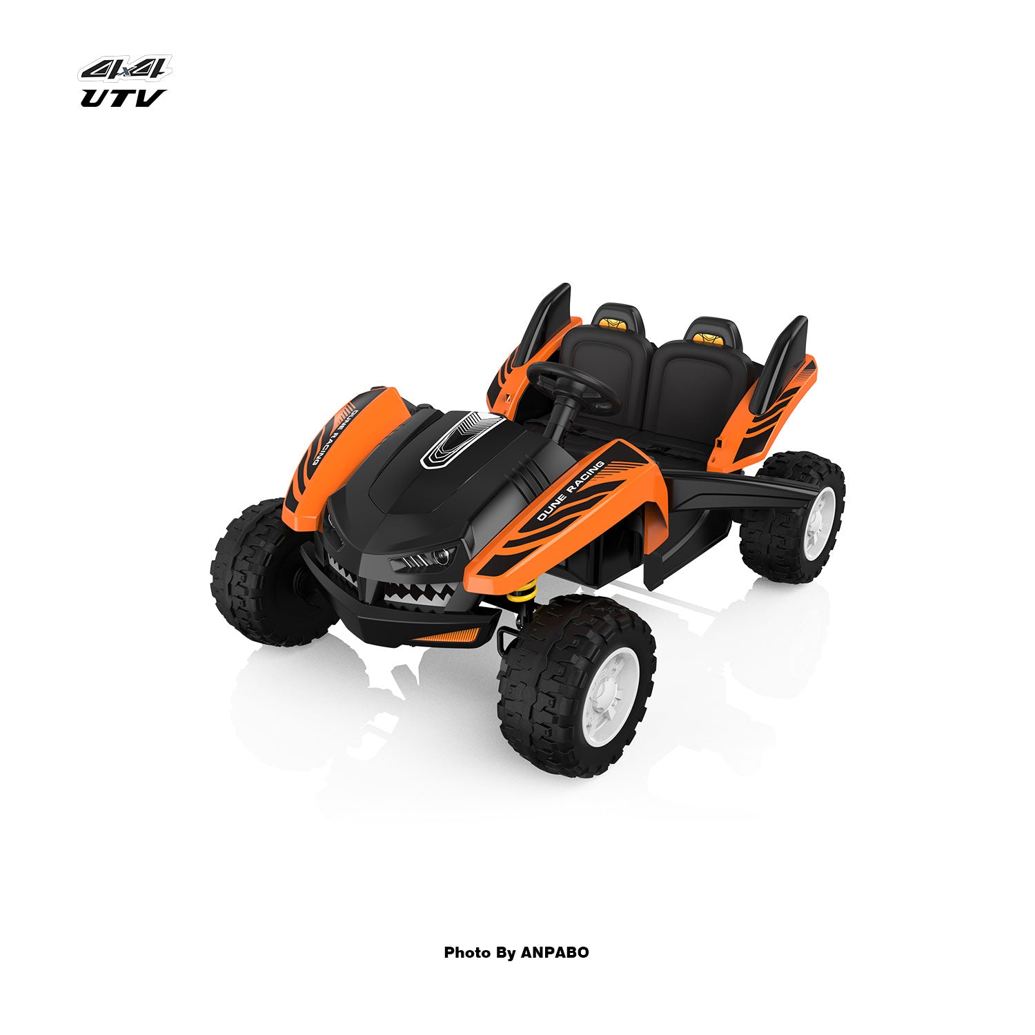 24V 4x4 Bionic Shark Dune Racer: 2-Seater Off-Road UTV with Bluetooth & Parental Remote-orange