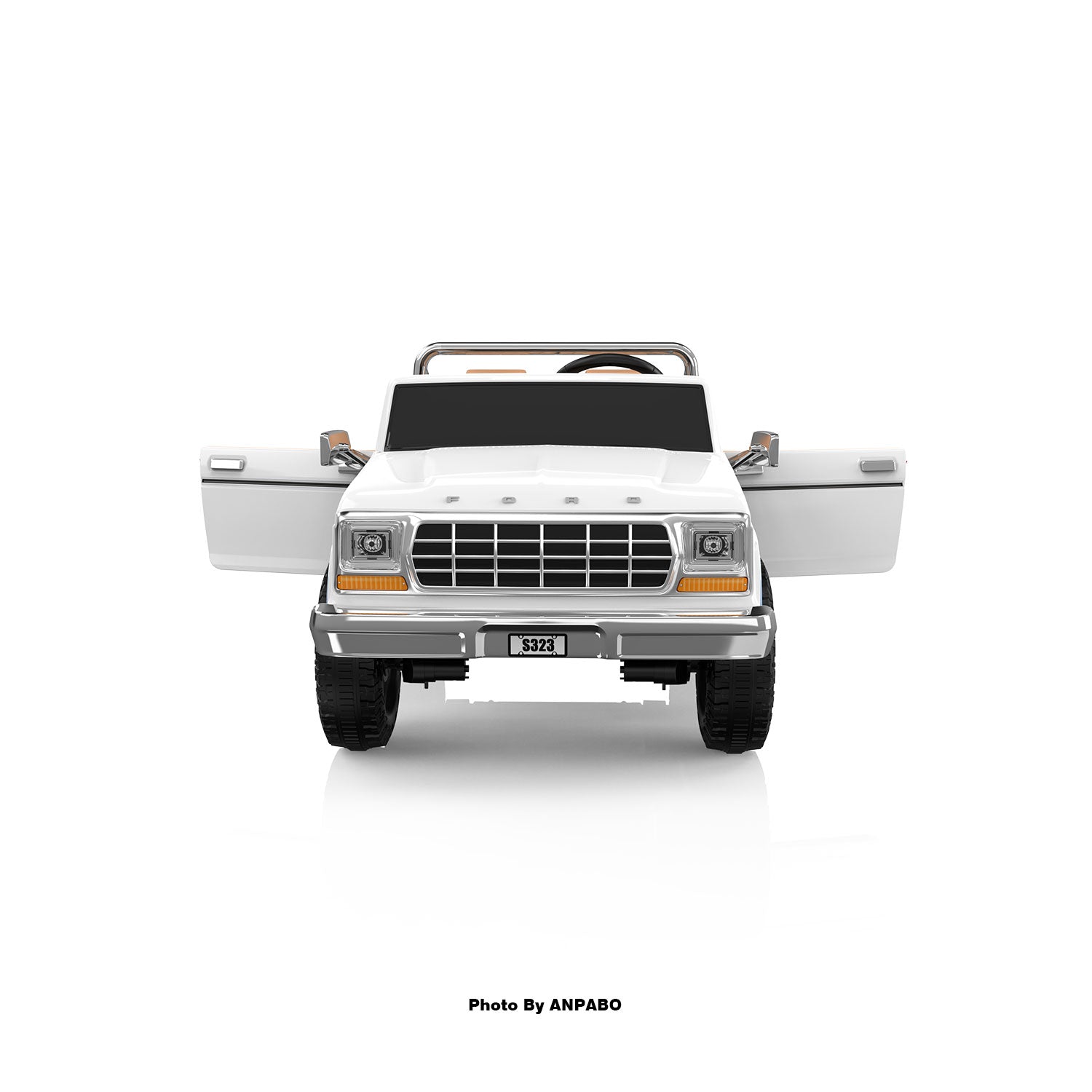 24V Classic Ford Bronco: White Retro Legend, Ready for Dual Adventures-white