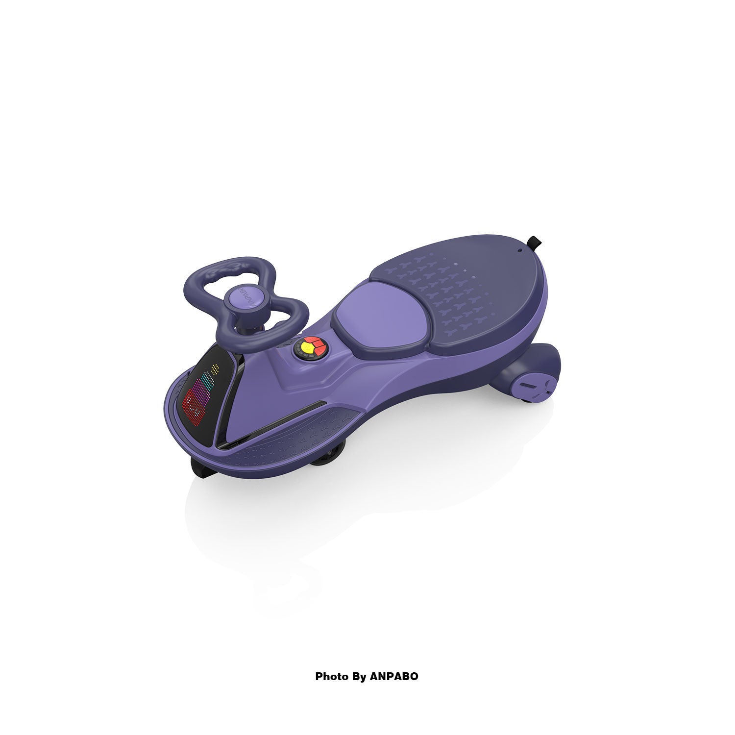 ANPABO 12V Electric Wiggle Car for Kids with LED Screen-Lights & Music-Purple