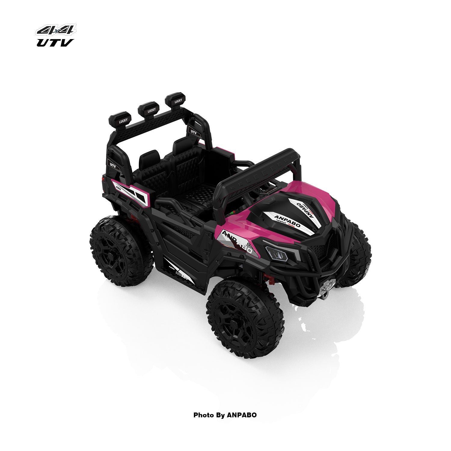24V ANPABO Direct Terrain Ride-On Buggy with Remote-Max-R 24V 4WD UTV -rose red