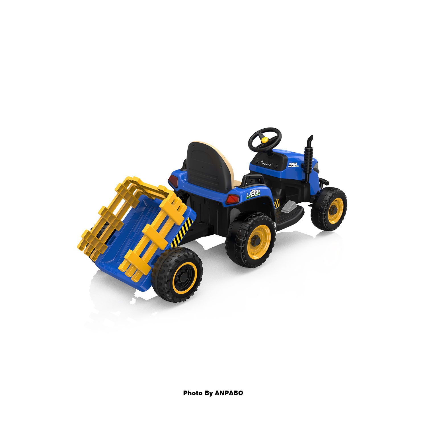 ANPABO 24V Kids Ride-On Tractor with Trailer-blue