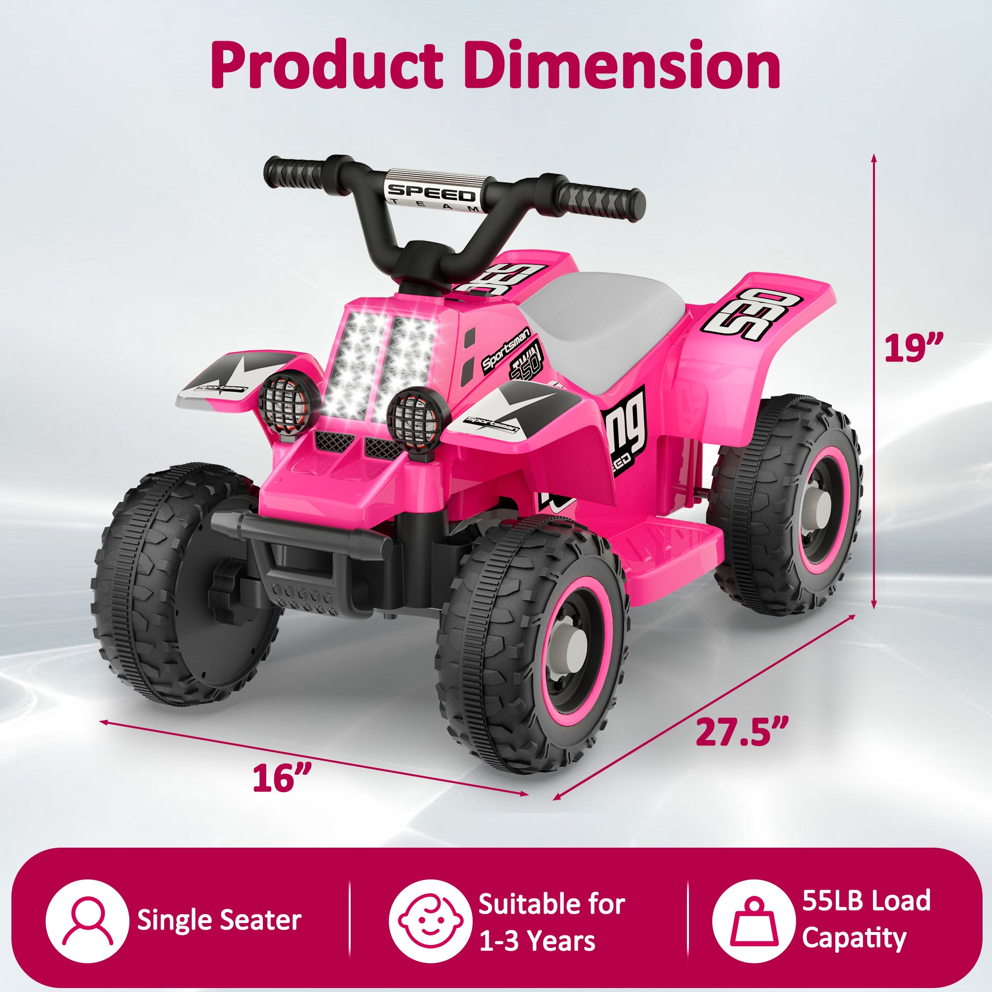 ANPABO 6V 7AH Kids Ride-On ATV - Fun, Safe Gift for Toddlers-rose red