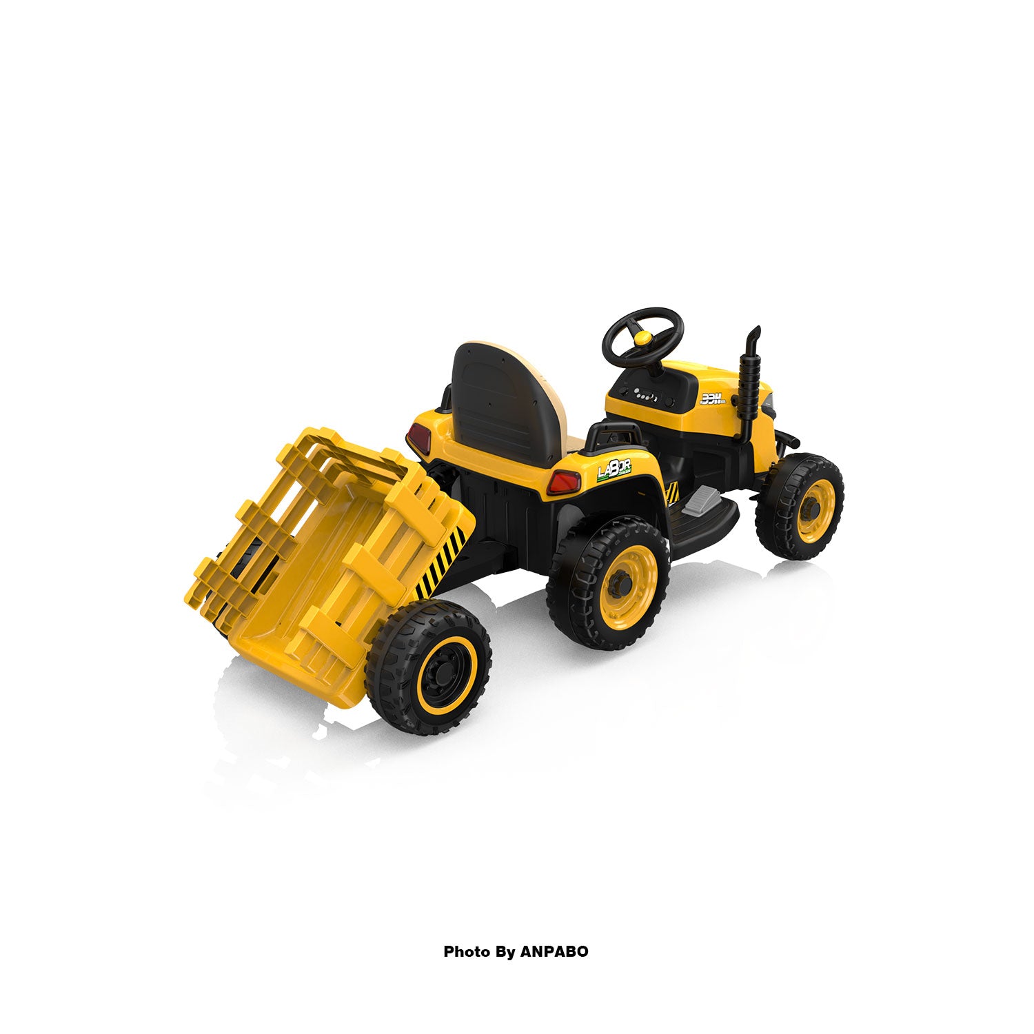 ANPABO 24V Kids Ride-On Tractor with Trailer-yellow