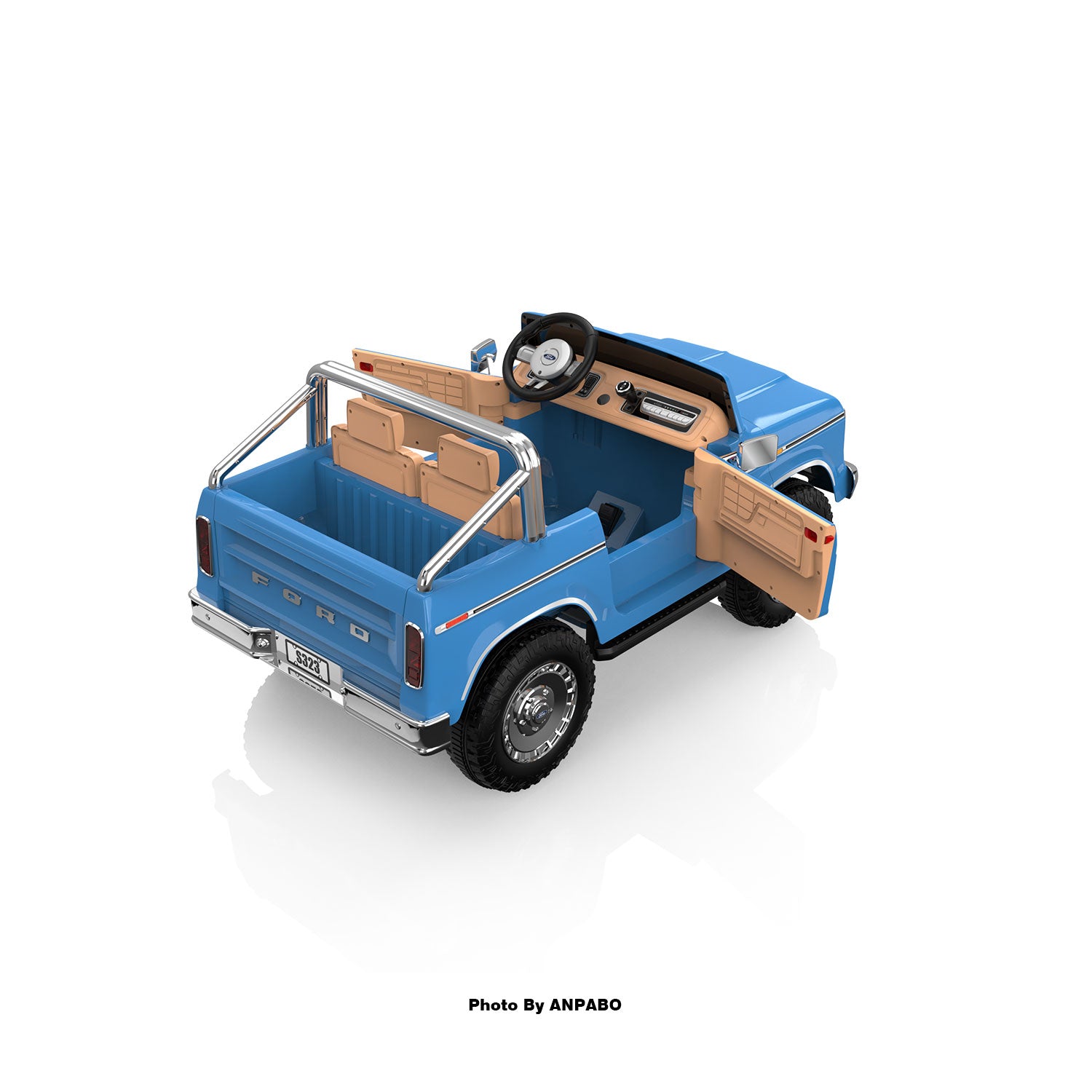 24V Classic Ford Bronco: Light Blue Retro Legend, Ready for Dual Adventures-light blue