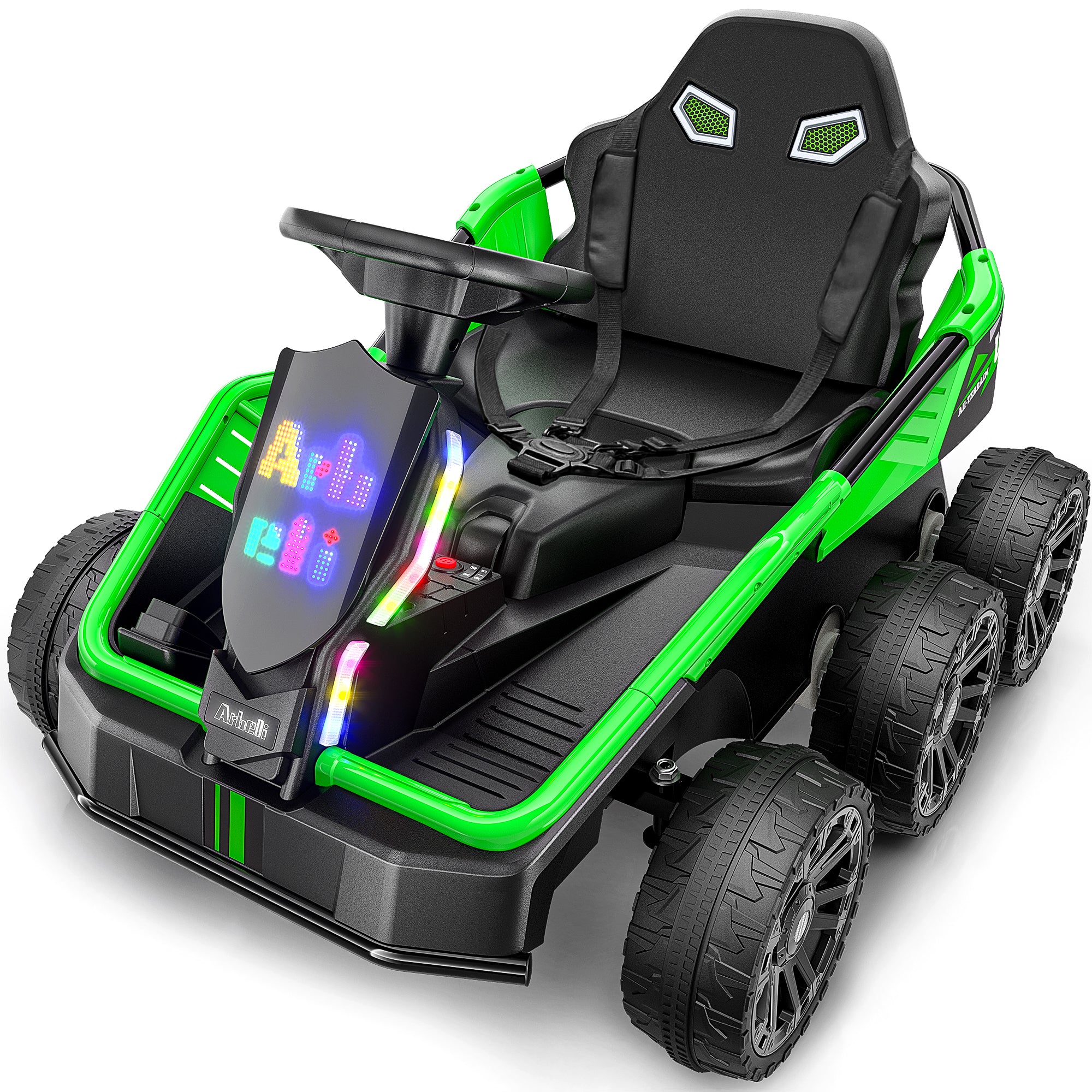 24V Kids Ride-On: 4WD, 17" Seat, Remote, Bluetooth Music, 5MPH-green