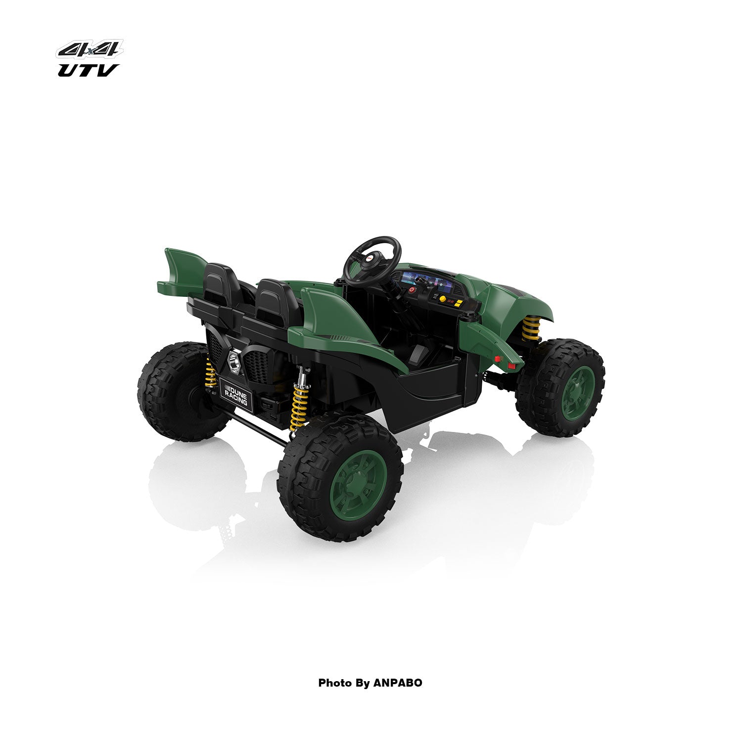 24V 4x4 Bionic Shark Dune Racer: 2-Seater Off-Road UTV with Bluetooth & Parental Remote-green