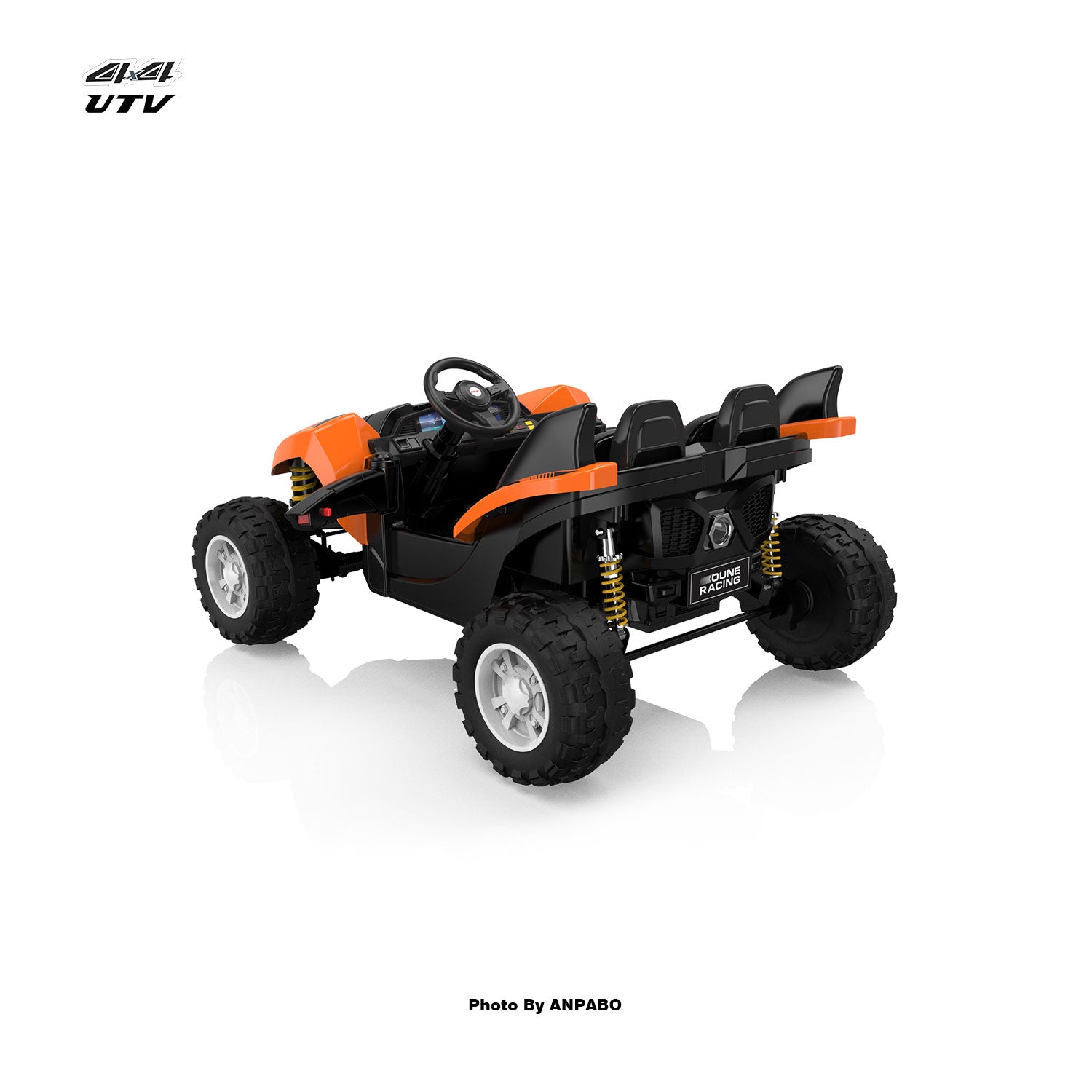 24V 4x4 Bionic Shark Dune Racer: 2-Seater Off-Road UTV with Bluetooth & Parental Remote-orange