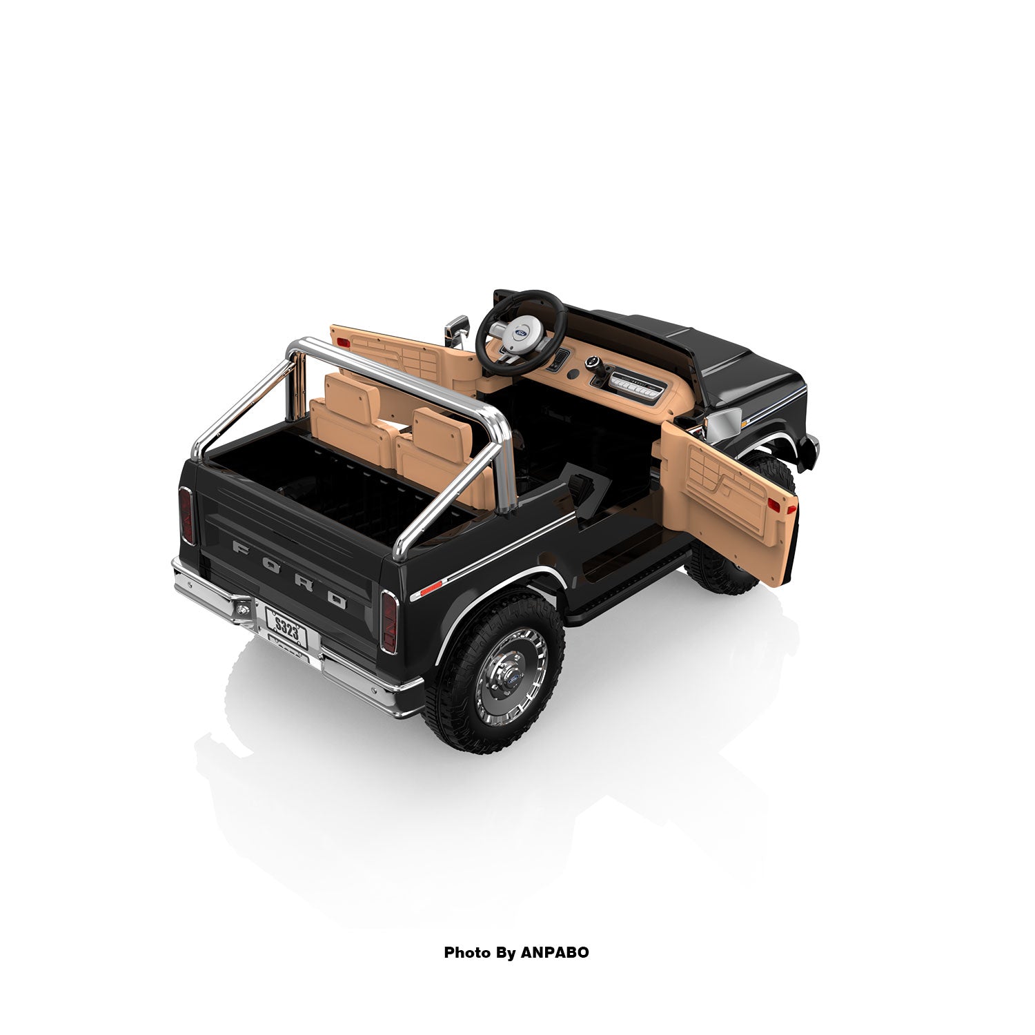 24V Classic Ford Bronco: black Retro Legend, Ready for Dual Adventures-black