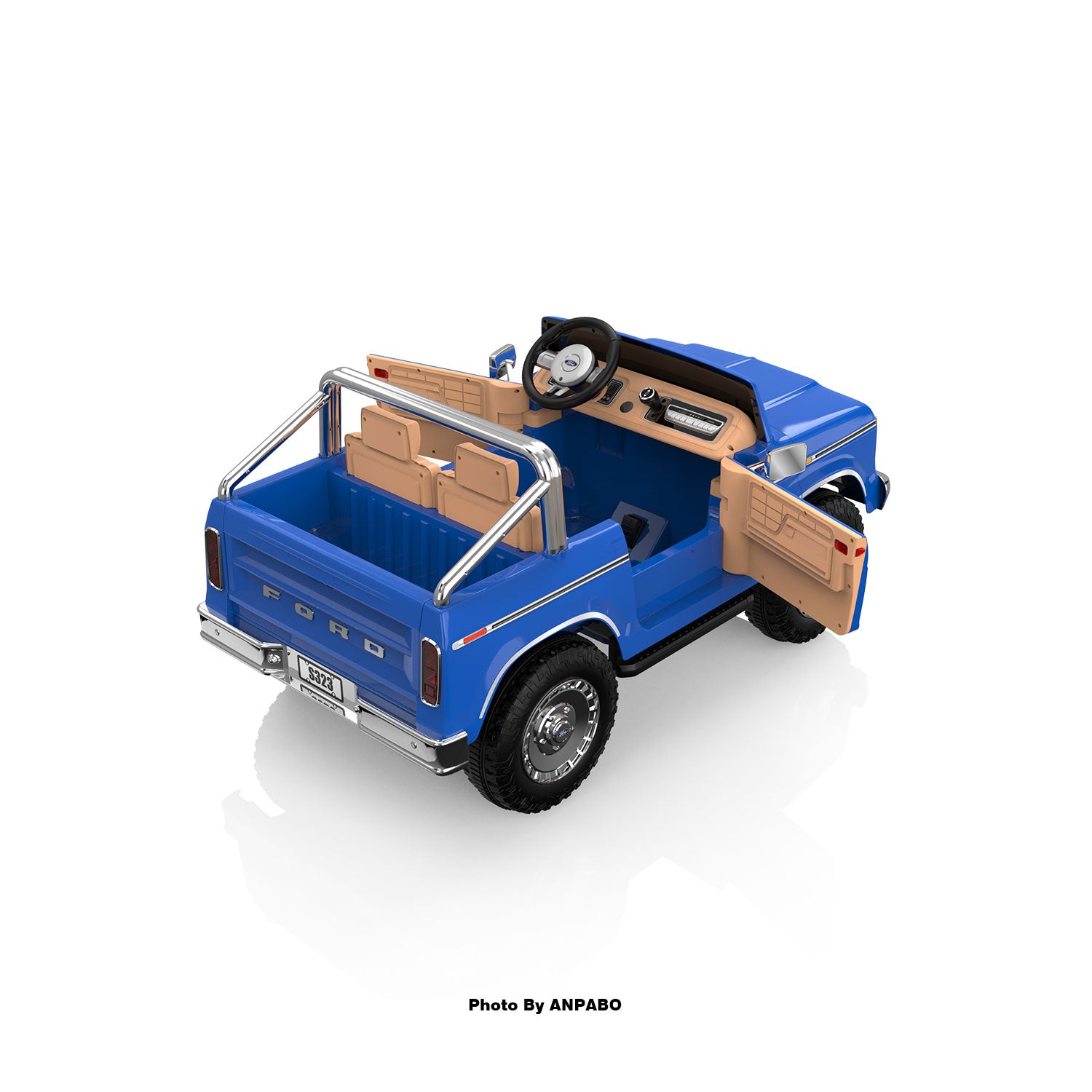 24V Classic Ford Bronco: Blue Retro Legend, Ready for Dual Adventures-blue
