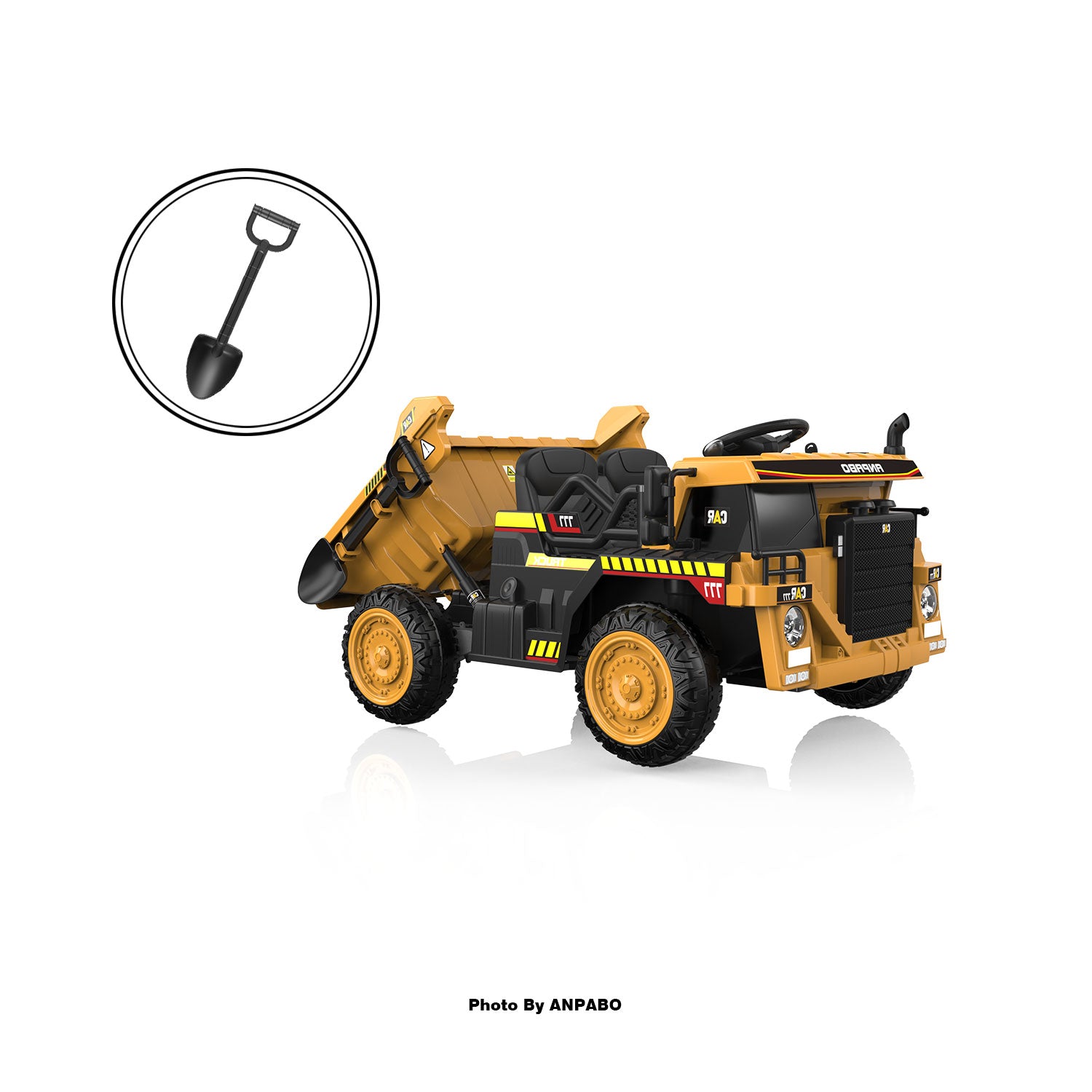 24V ANPABO Direct Ride on Dump Truck for Kids with Remote Control-yellow