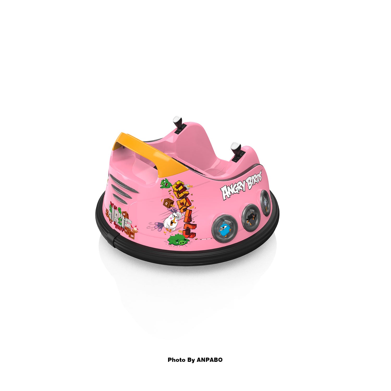 ANPABO Toddler Bumper Car: 360° Spin, Remote, Lights & Bluetooth-pink
