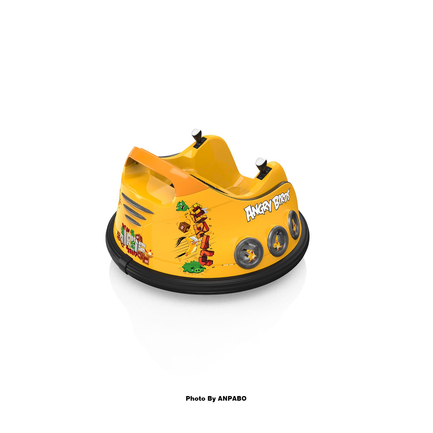 ANPABO Toddler Bumper Car: 360° Spin, Remote, Lights & Bluetooth-yellow