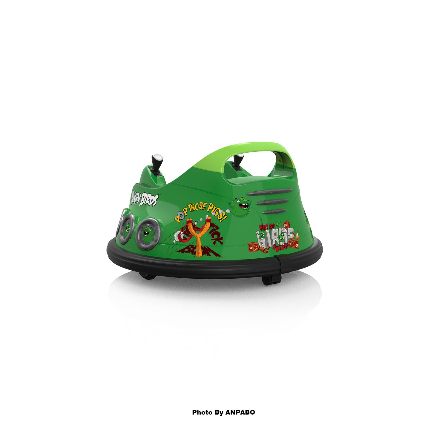 ANPABO Toddler Bumper Car: 360° Spin, Remote, Lights & Bluetooth-green