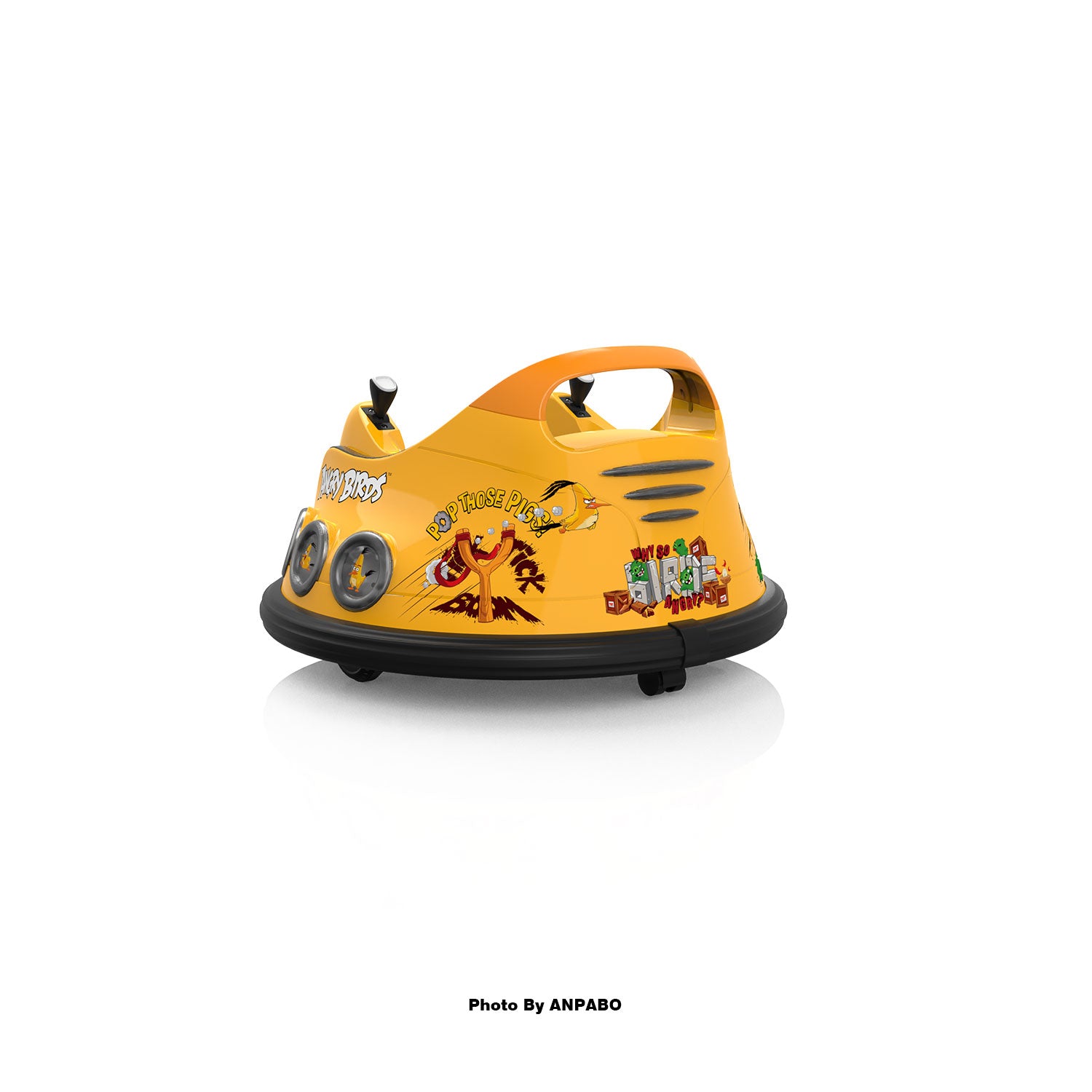 ANPABO Toddler Bumper Car: 360° Spin, Remote, Lights & Bluetooth-yellow