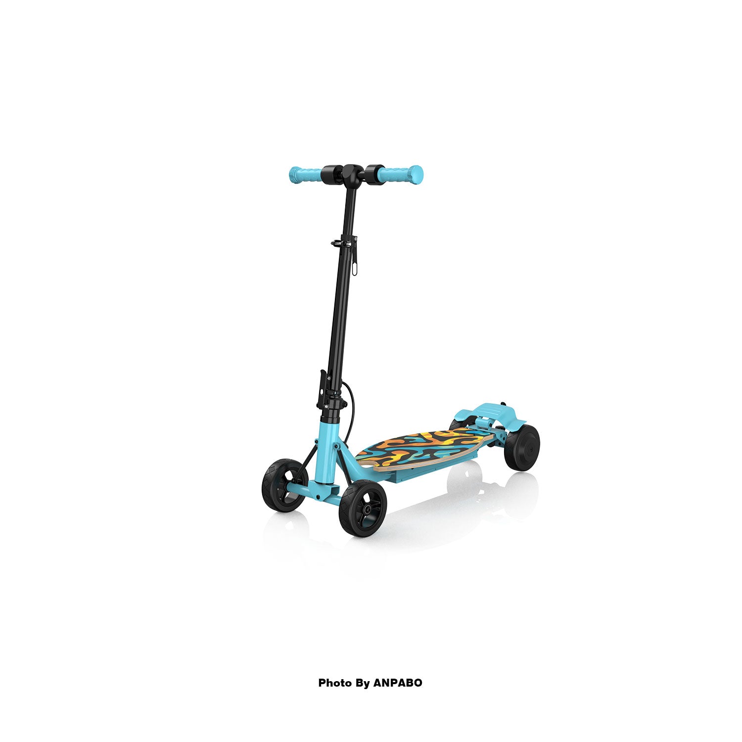 Safe 4-Wheel Scooter for Girls - LED Light-Up Deck, Adjustable & Foldable-blue