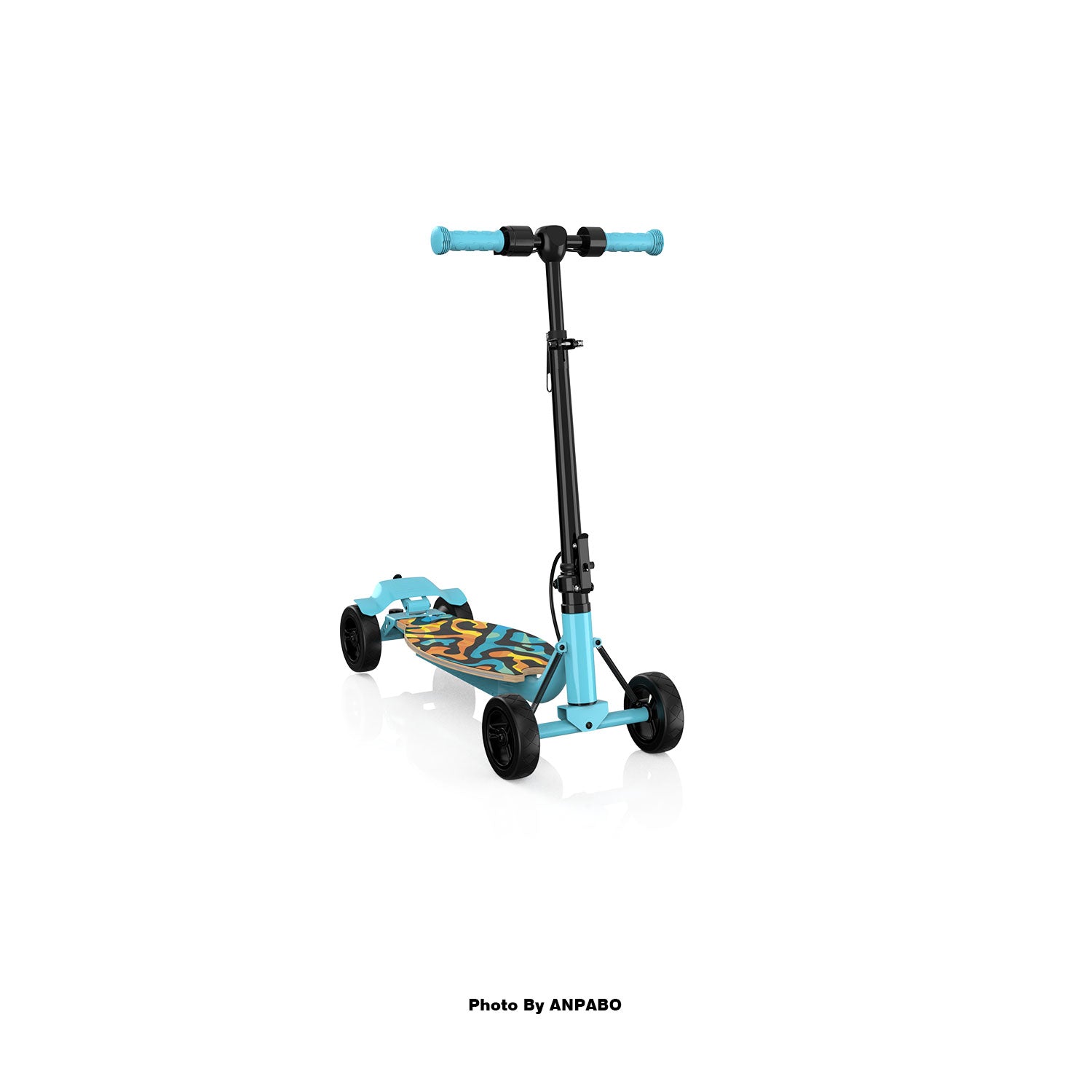 Safe 4-Wheel Scooter for Girls - LED Light-Up Deck, Adjustable & Foldable-blue