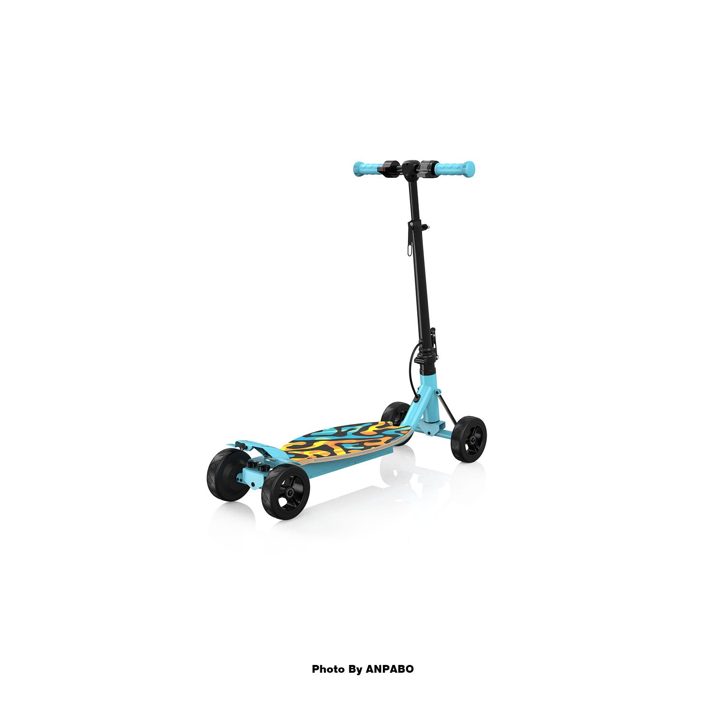 Safe 4-Wheel Scooter for Girls - LED Light-Up Deck, Adjustable & Foldable-blue