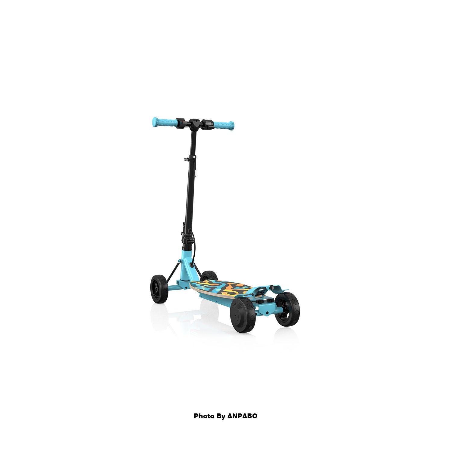 Safe 4-Wheel Scooter for Girls - LED Light-Up Deck, Adjustable & Foldable-blue