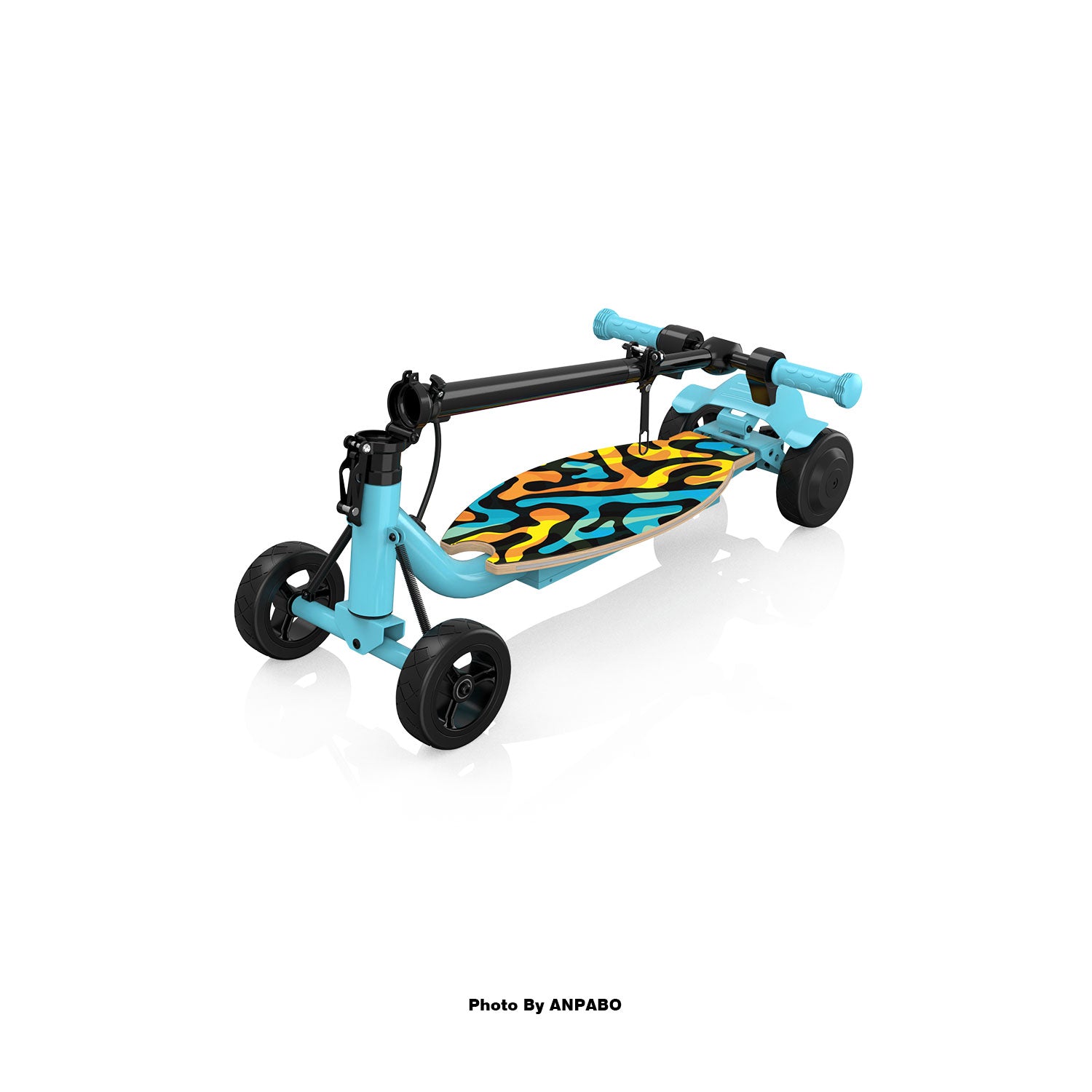 Safe 4-Wheel Scooter for Girls - LED Light-Up Deck, Adjustable & Foldable-blue