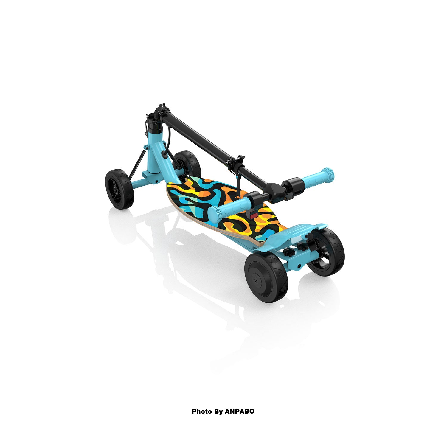 Safe 4-Wheel Scooter for Girls - LED Light-Up Deck, Adjustable & Foldable-blue