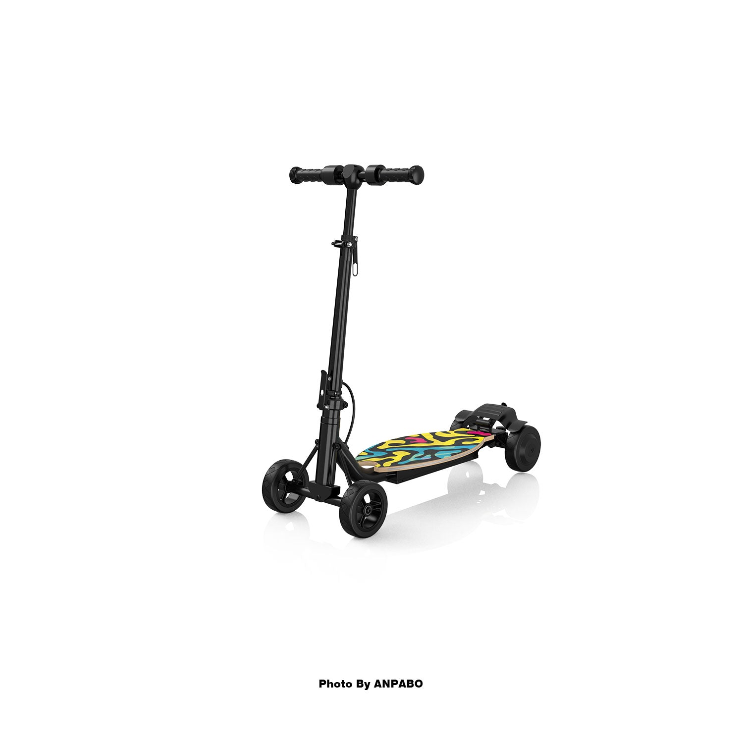 Safe 4-Wheel Scooter for Girls - LED Light-Up Deck, Adjustable & Foldable – Abstract Wave