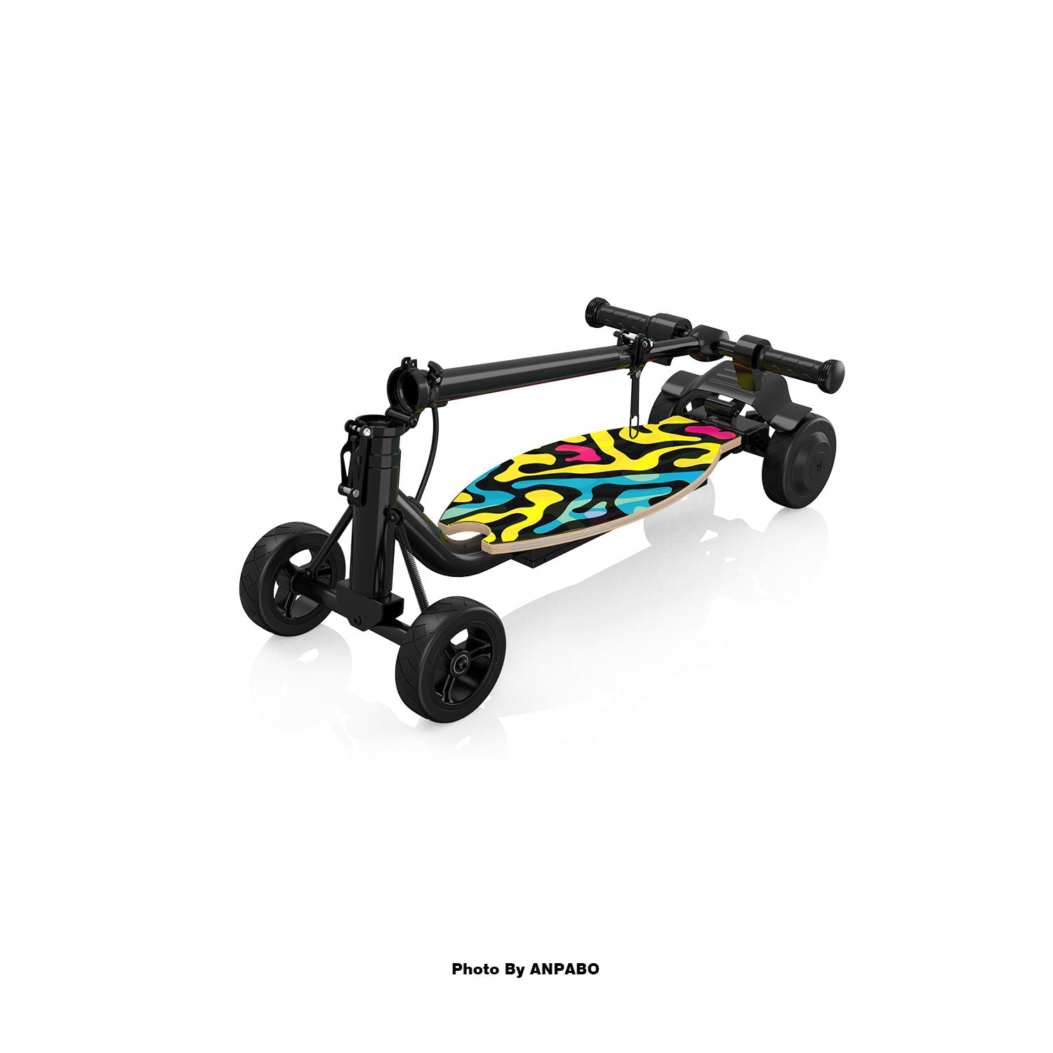 Safe 4-Wheel Scooter for Girls - LED Light-Up Deck, Adjustable & Foldable – Abstract Wave