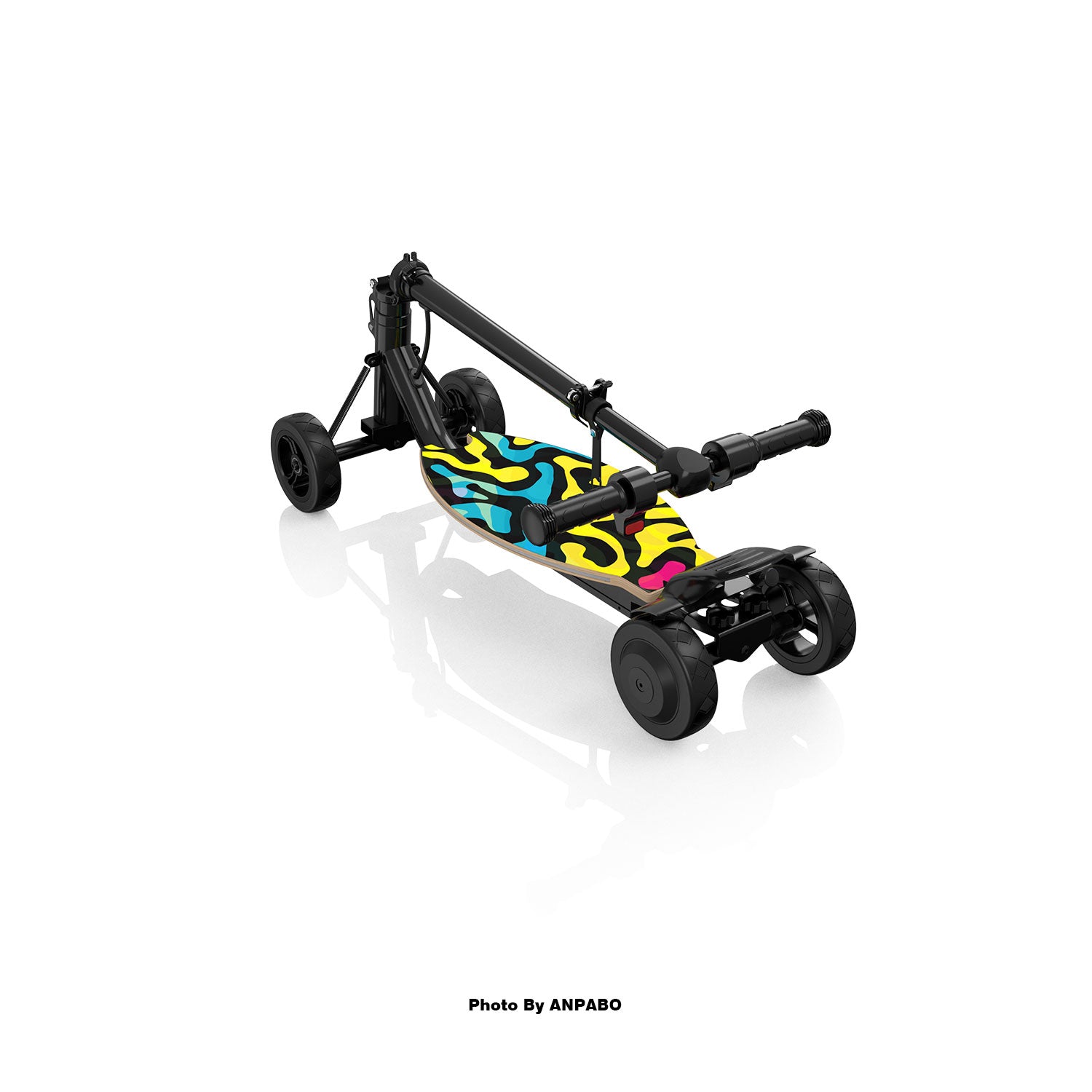 Safe 4-Wheel Scooter for Girls - LED Light-Up Deck, Adjustable & Foldable – Abstract Wave