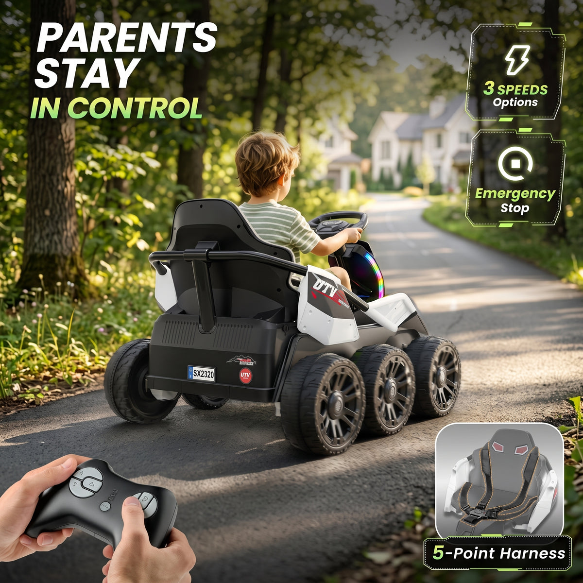 24V 4WD 6-Wheel Ride-On Car