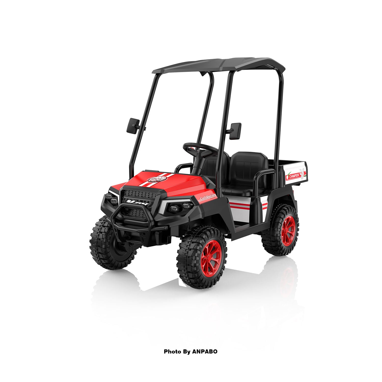 Kids 24V 4WD Ride-On Golf Cart with Awning-red