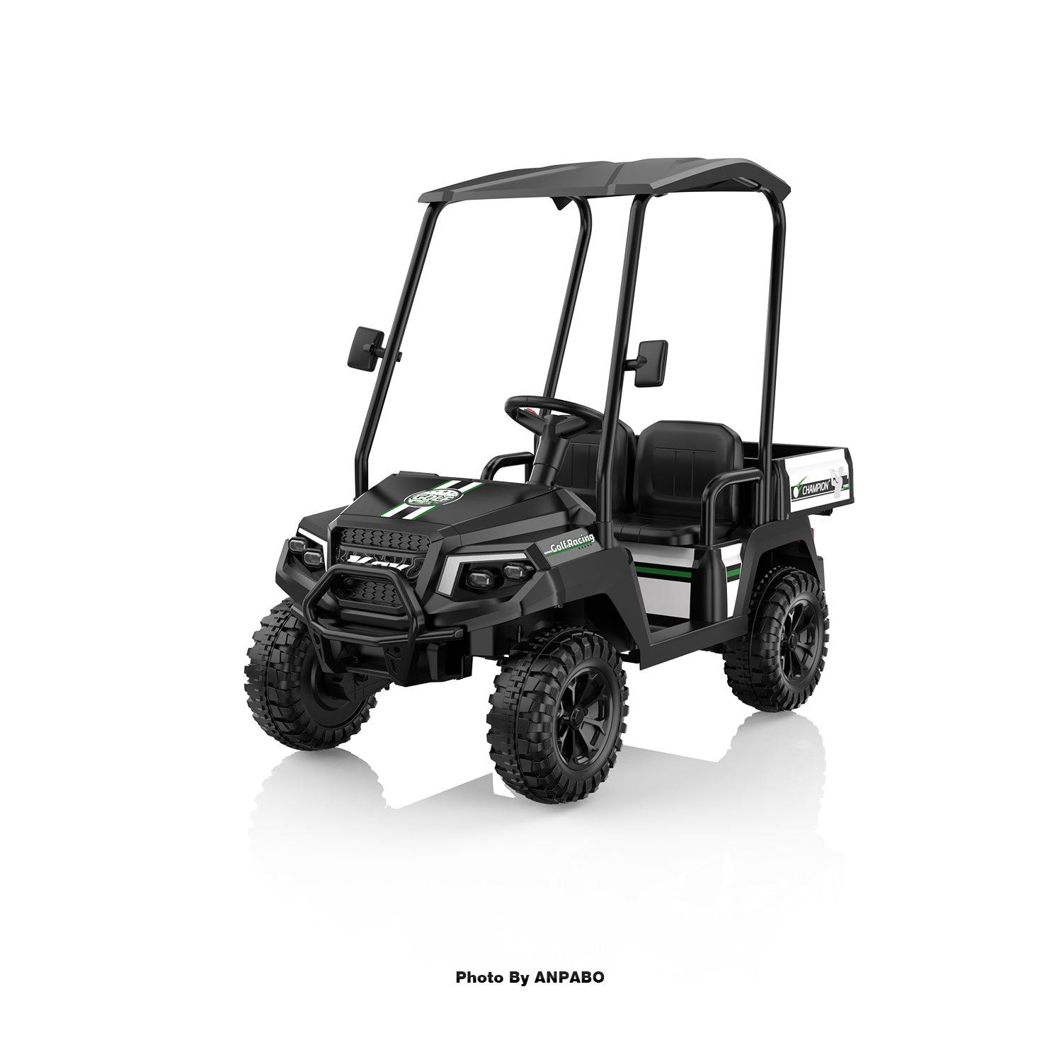 Kids 24V 4WD Ride-On Golf Cart with Awning-black