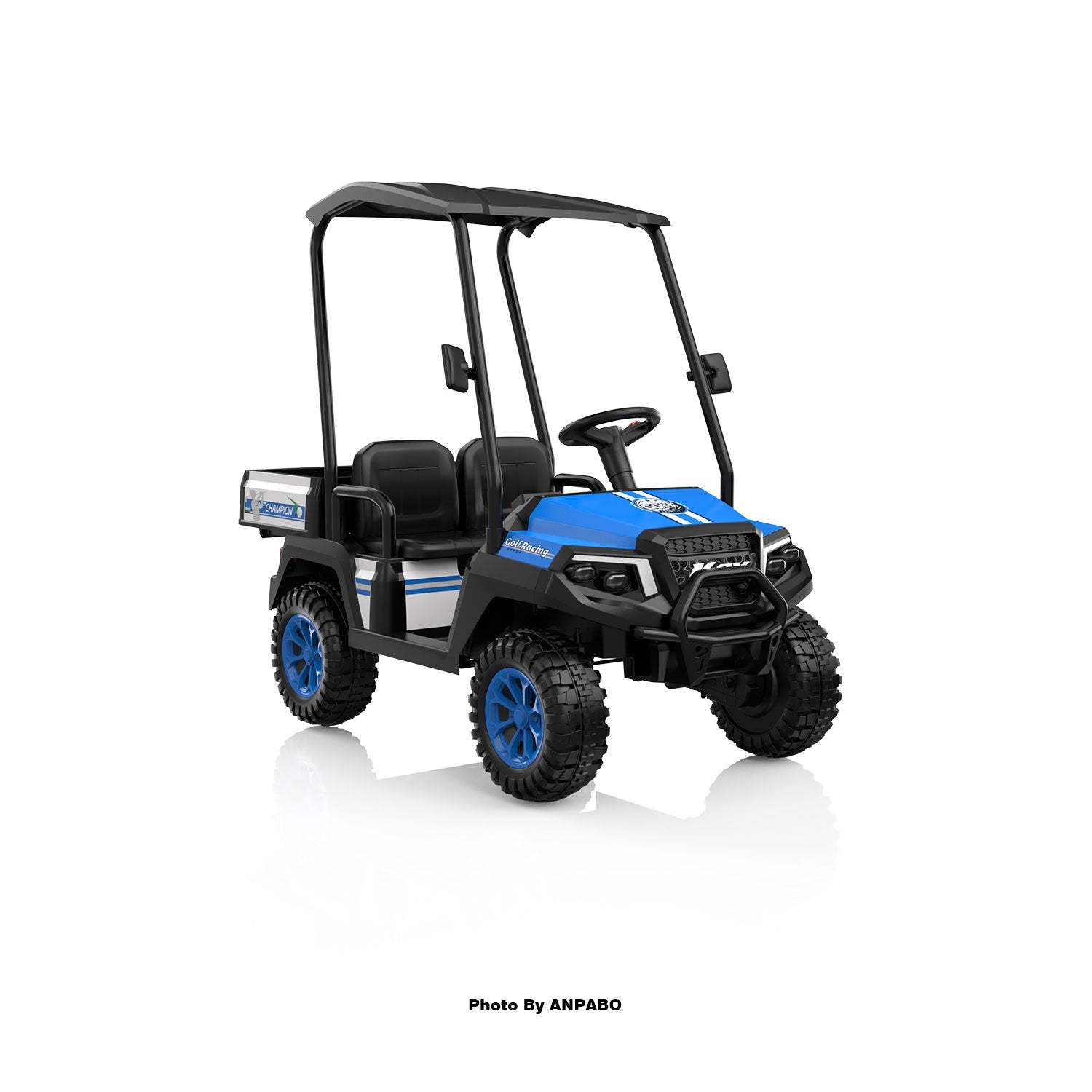 Kids 24V 4WD Ride-On Golf Cart with Awning-blue