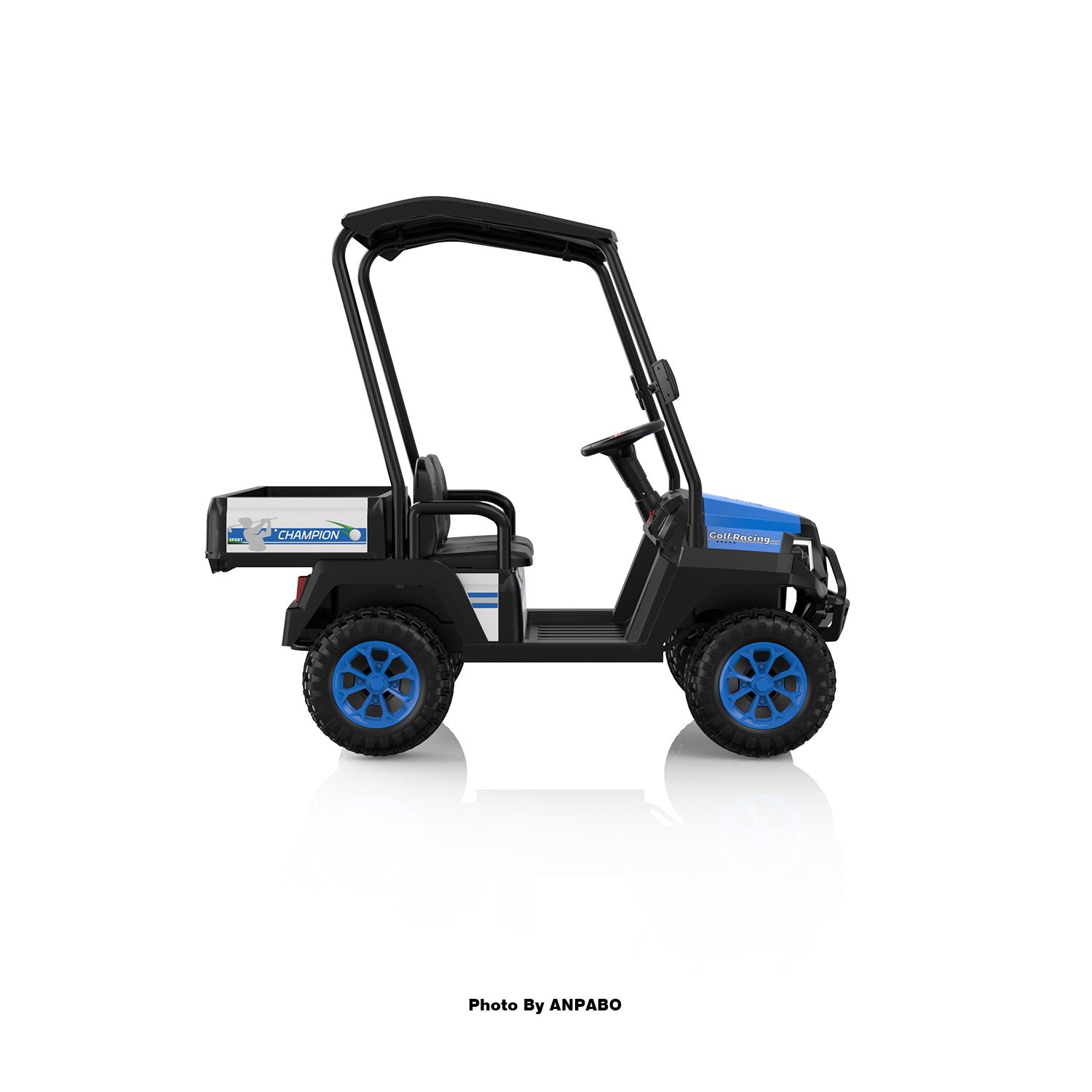 Kids 24V 4WD Ride-On Golf Cart with Awning-blue