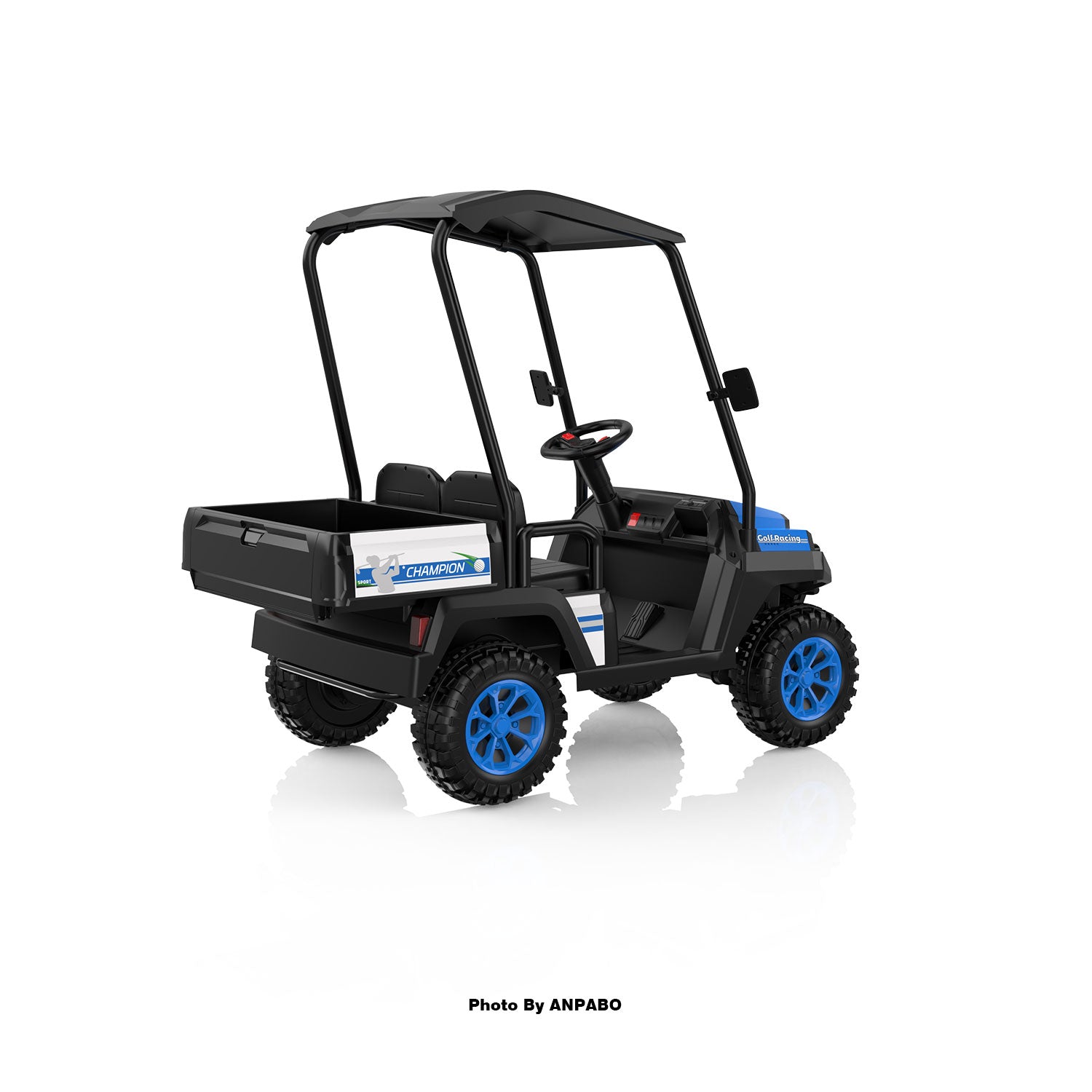 Kids 24V 4WD Ride-On Golf Cart with Awning-blue