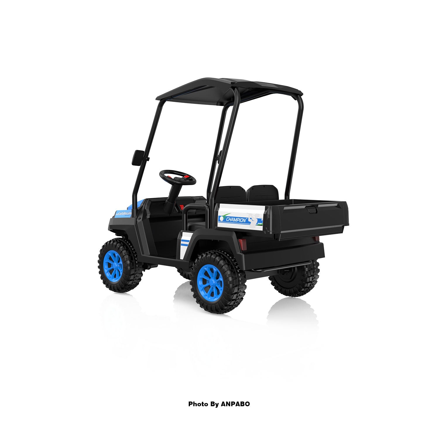 Kids 24V 4WD Ride-On Golf Cart with Awning-blue