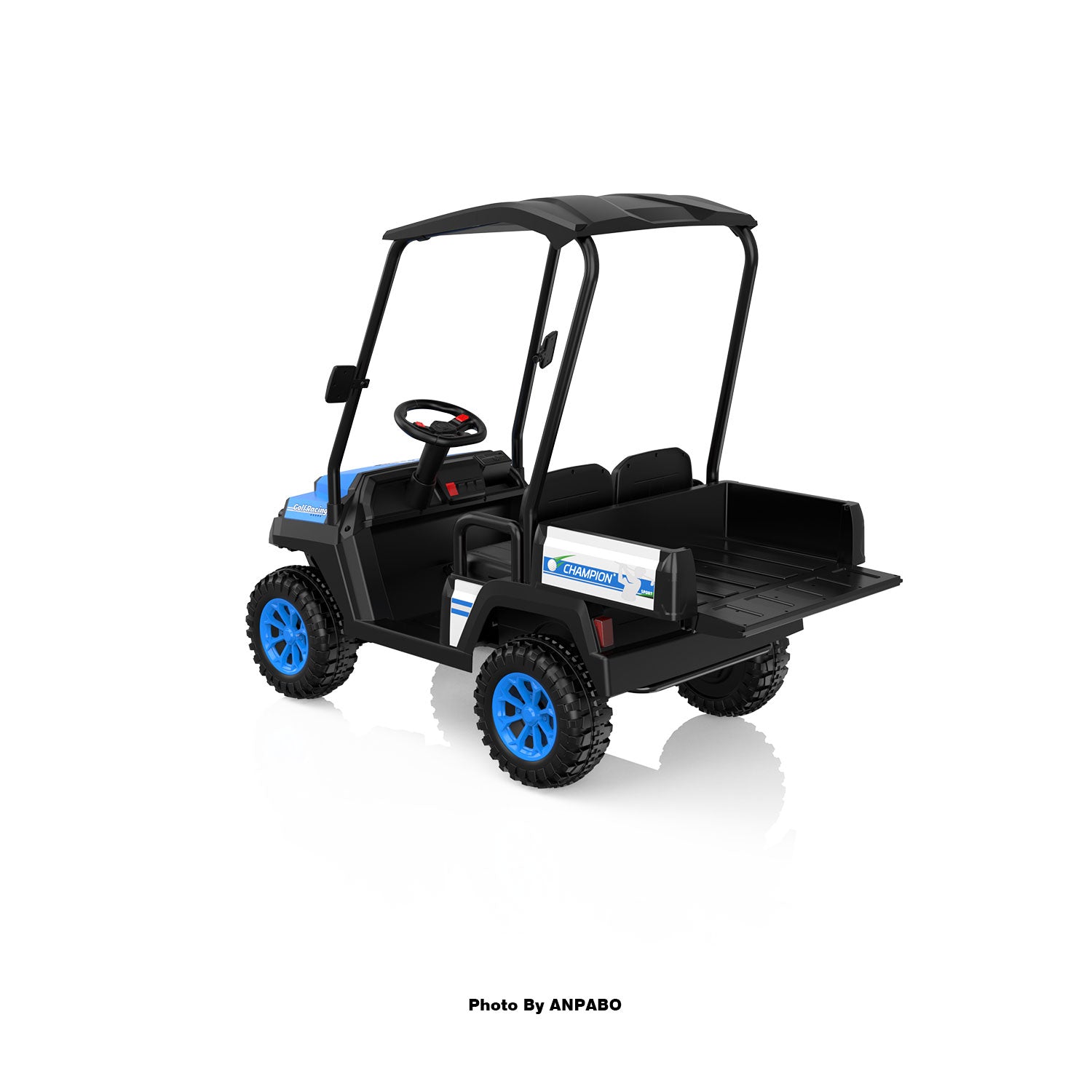 Kids 24V 4WD Ride-On Golf Cart with Awning-blue