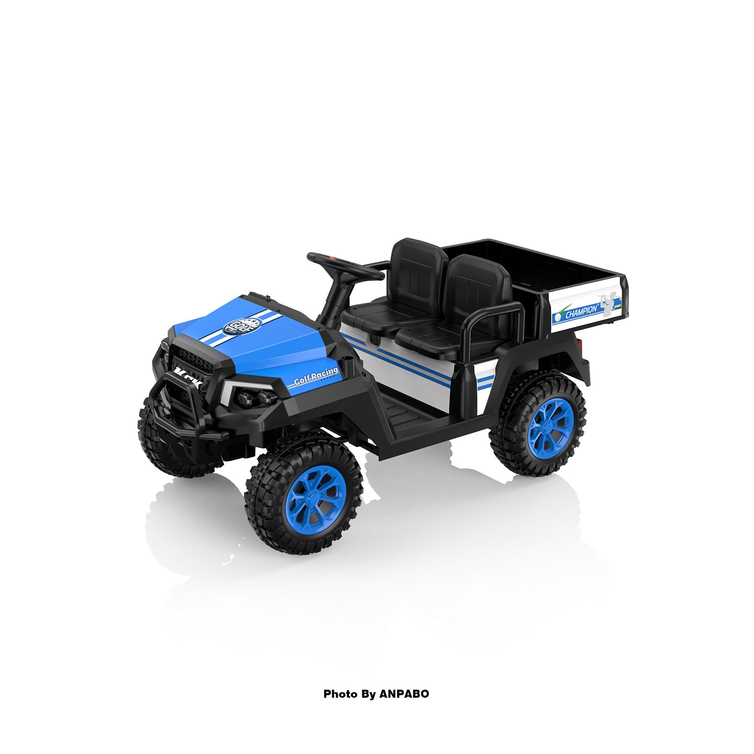 Kids 24V 4WD Ride-On Golf Cart with Awning-blue