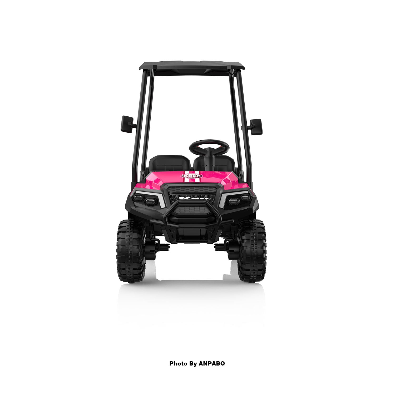 Kids 24V 4WD Ride-On Golf Cart with Awning-rose red