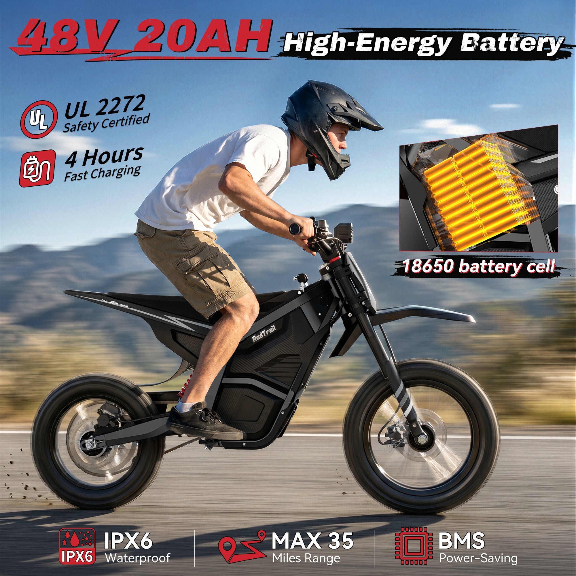 M5 48V 3000W Electric Dirt Bike for Teens & Adults