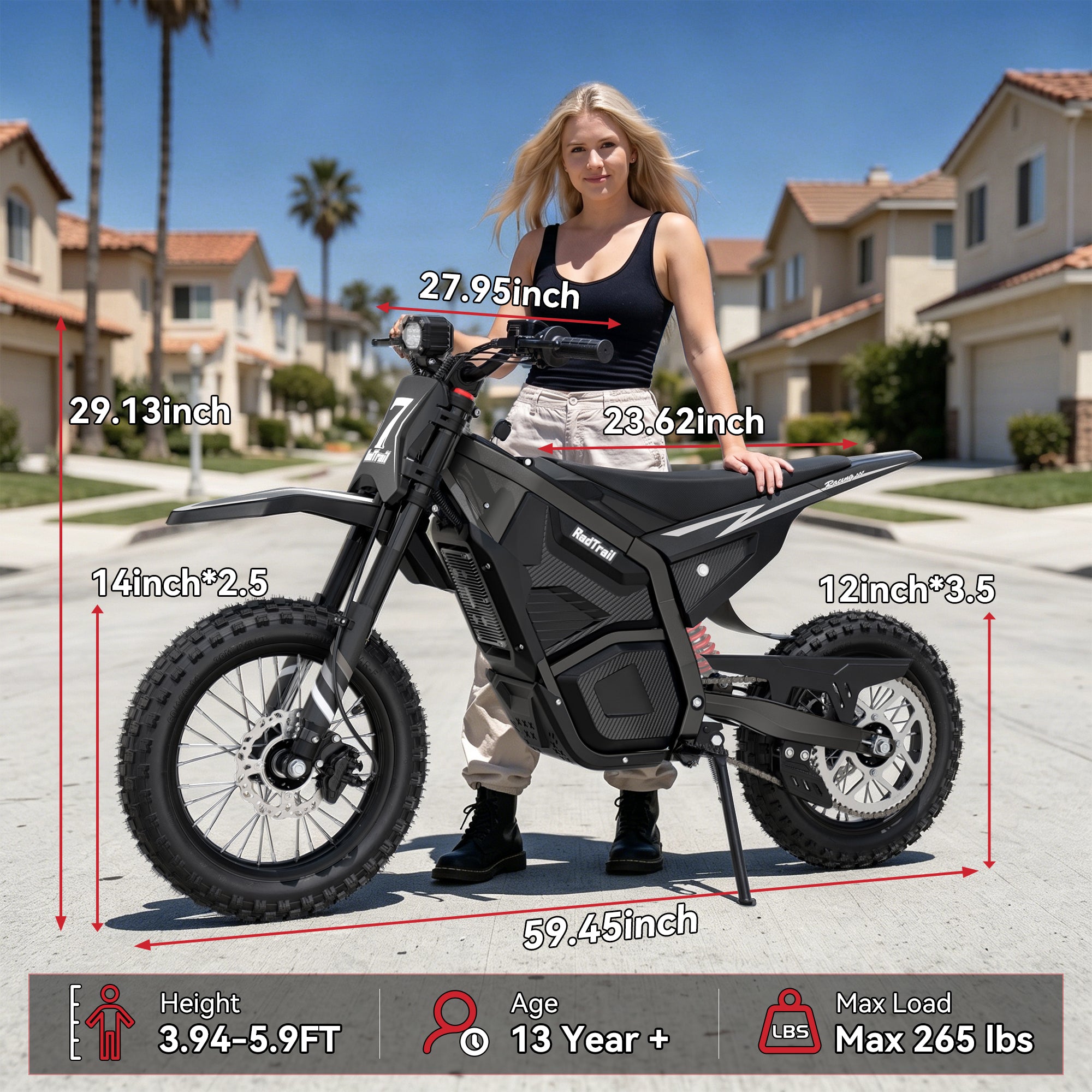 M5 48V 3000W Electric Dirt Bike for Teens & Adults