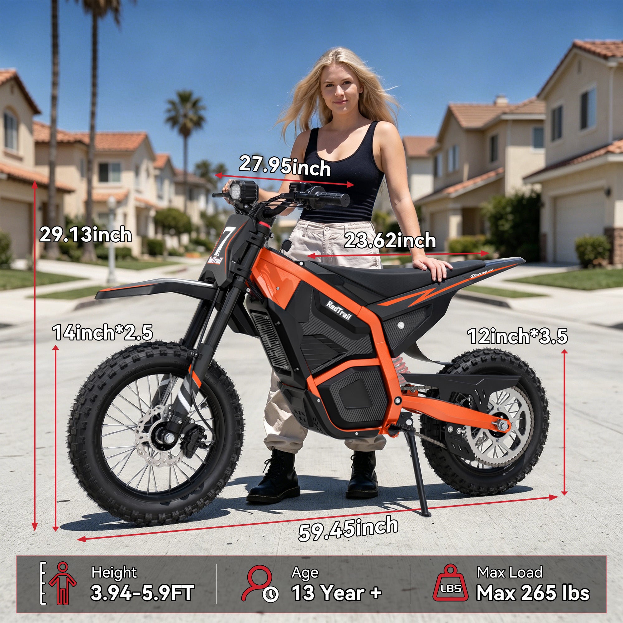 M5 48V 3000W Electric Dirt Bike for Teens & Adults