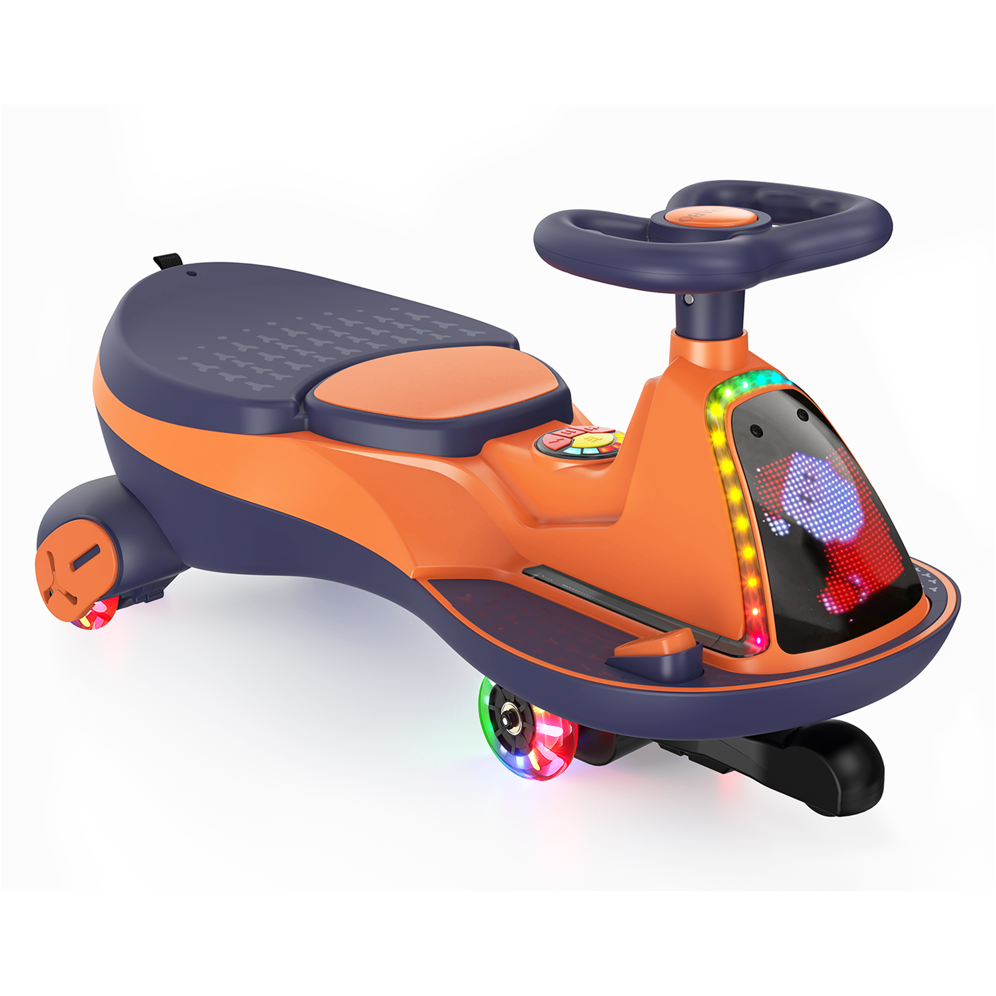 12V Electric Wiggle Car with LED Screen & Music for Kids-Orange