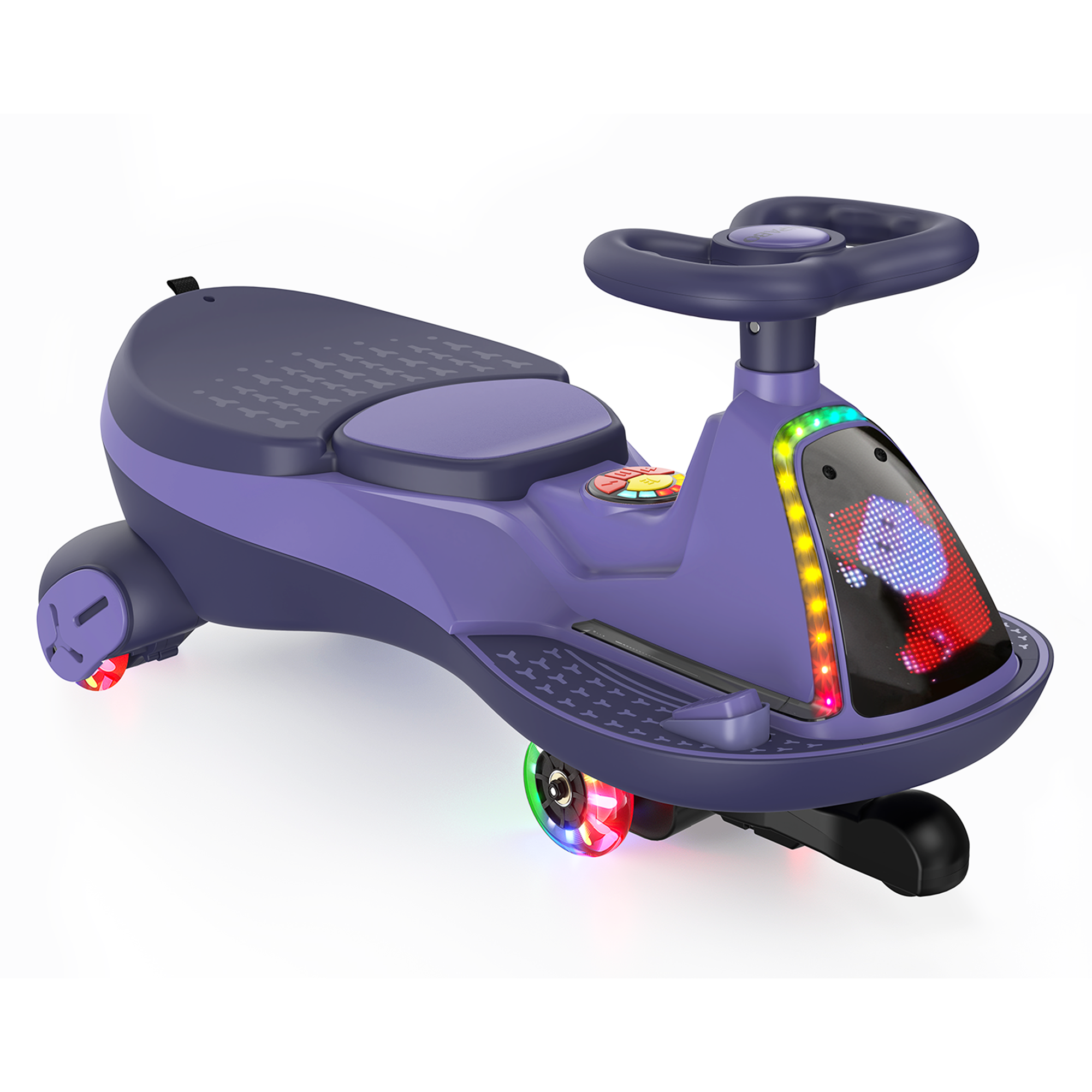 12V Electric Wiggle Car with LED Screen & Music for Kids-Purple