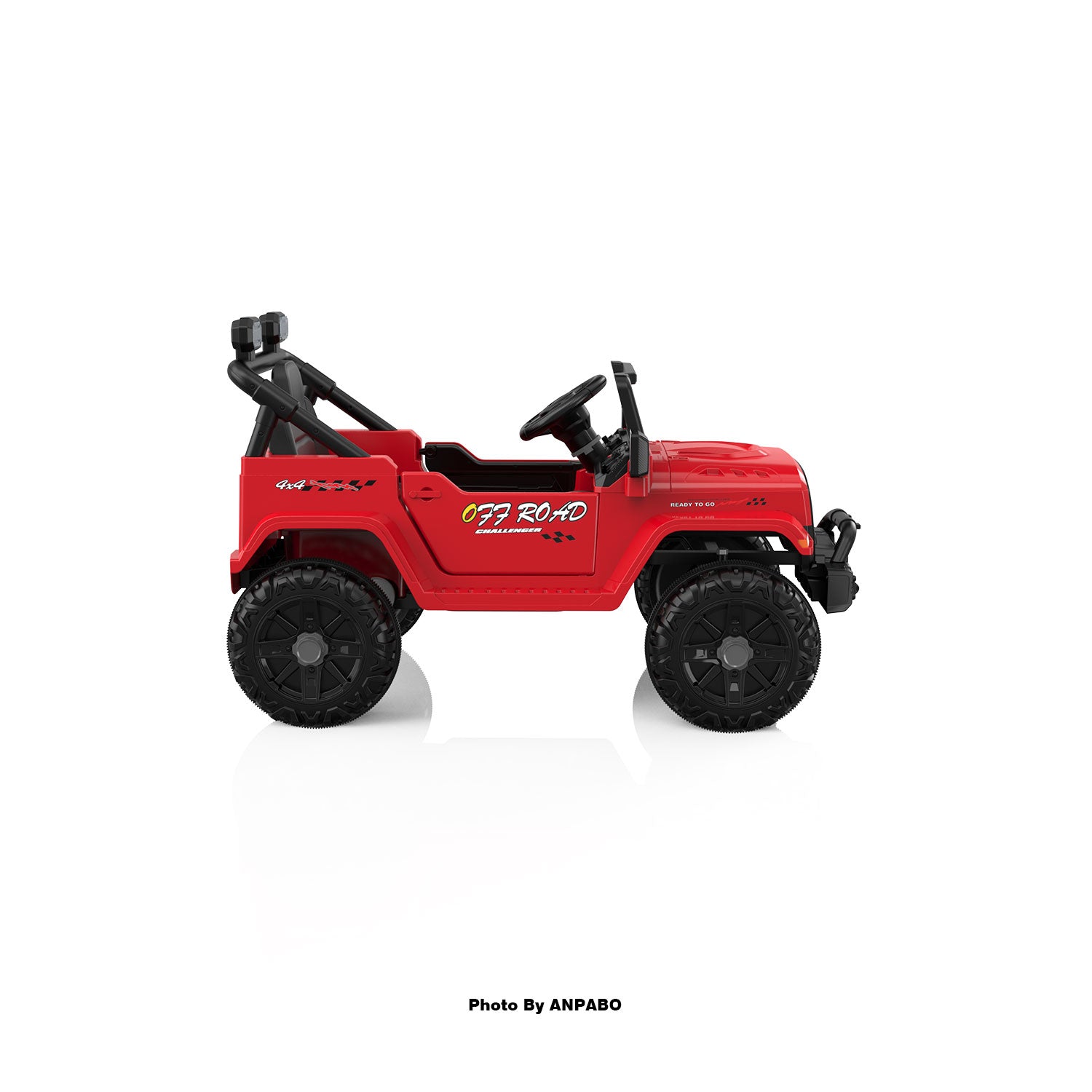 12V Kids Jeep Ride-On Car with RC, Bluetooth & LED Lights-red