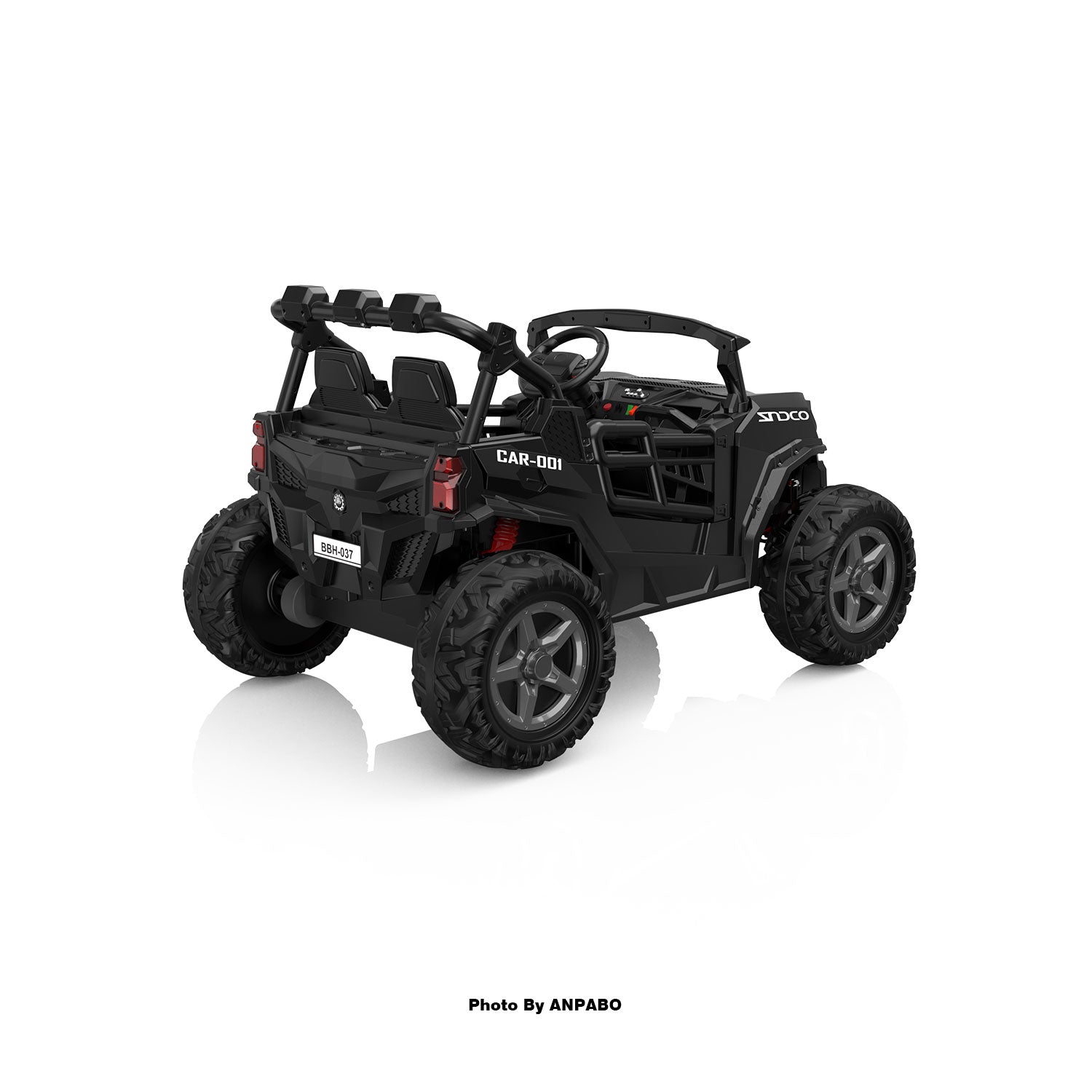 24V 4x200W 2-Seater Ride-On Truck | 4WD, EVA Tires, Remot-black